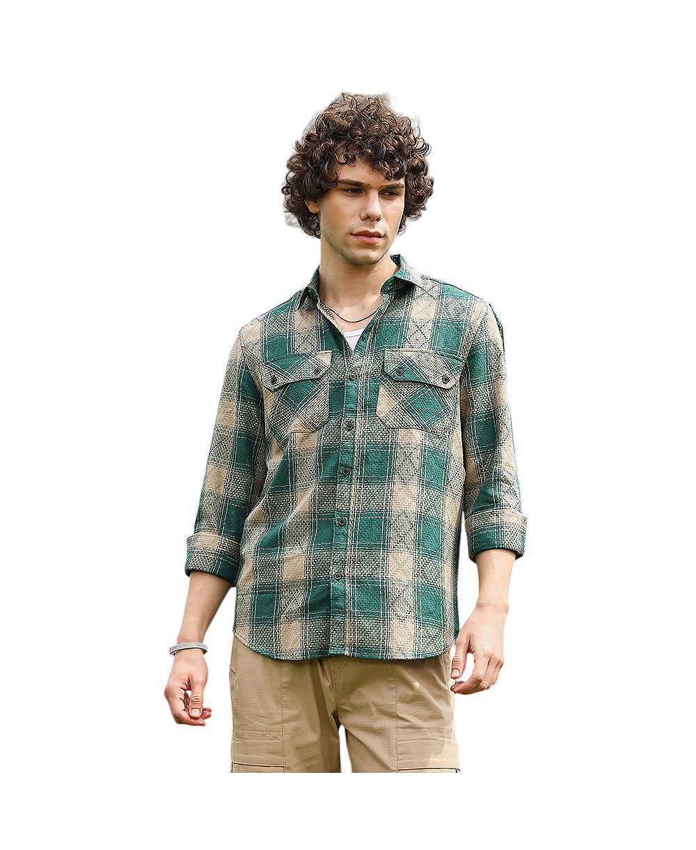 Campus Sutra Men's Buffalo Check Utility Shirt