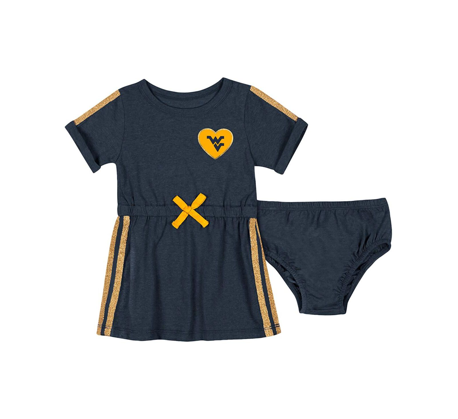 Colosseum Girls Baby Boys and Girls Navy West Virginia Mountaineers Xur Dress and Bloomer Set