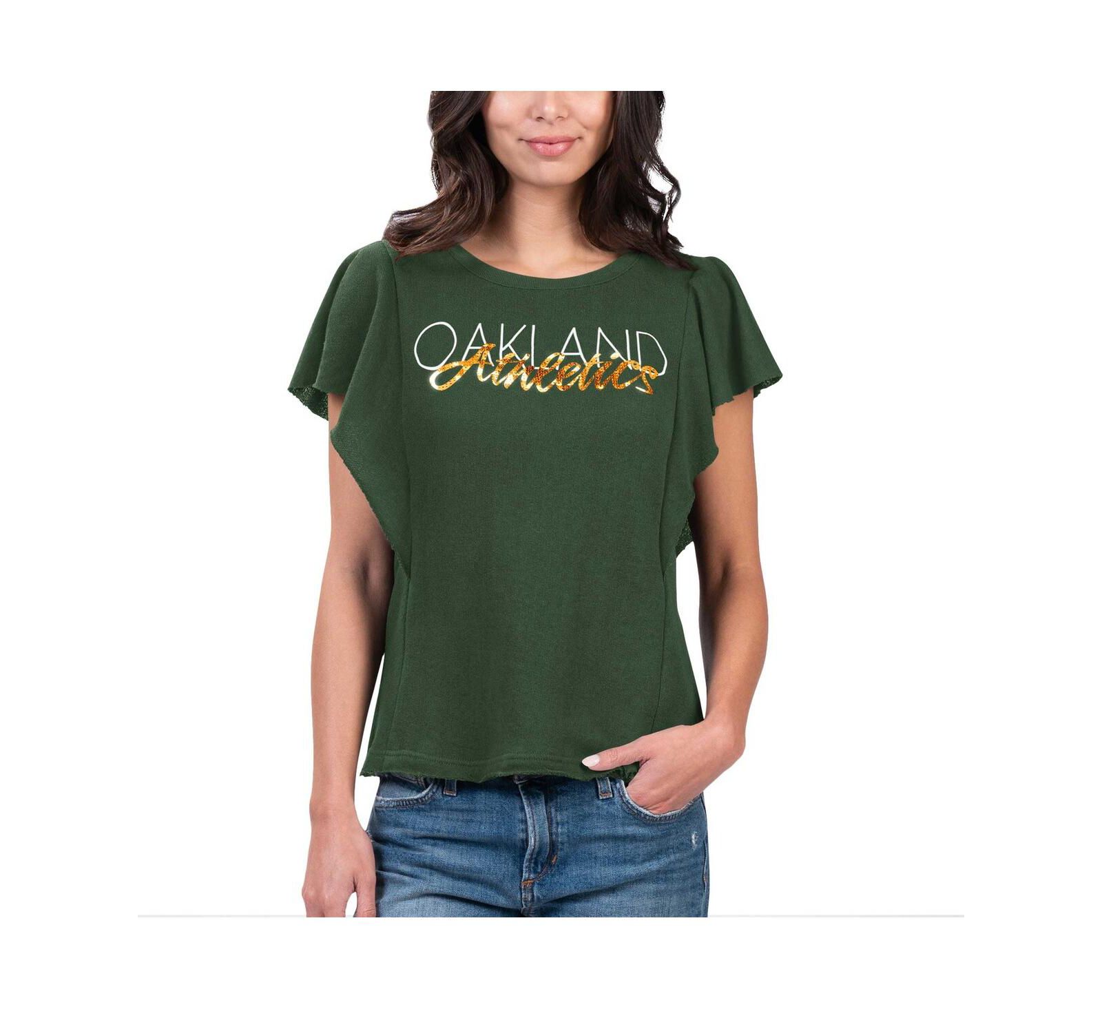 Женская футболка G-III 4Her by Carl Banks Green Oakland Athletics Crowd Wave