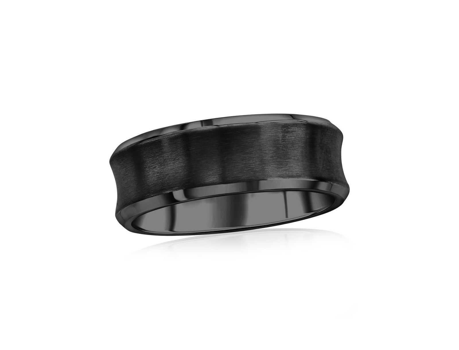 Stainless Steel, Brushed & Polished Curved Ring - Plated
