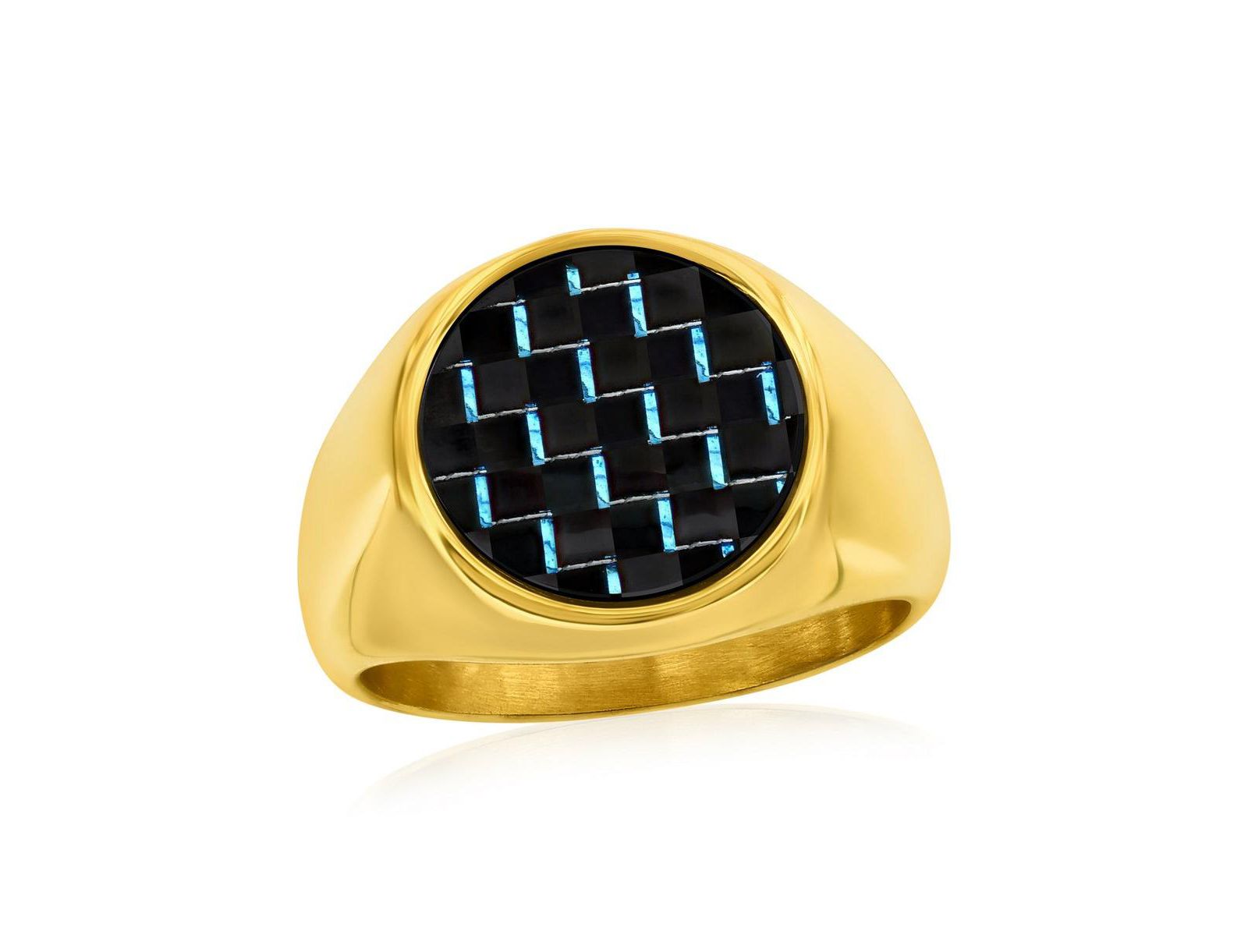 Stainless Steel, Carbon Fiber Ring - Plated