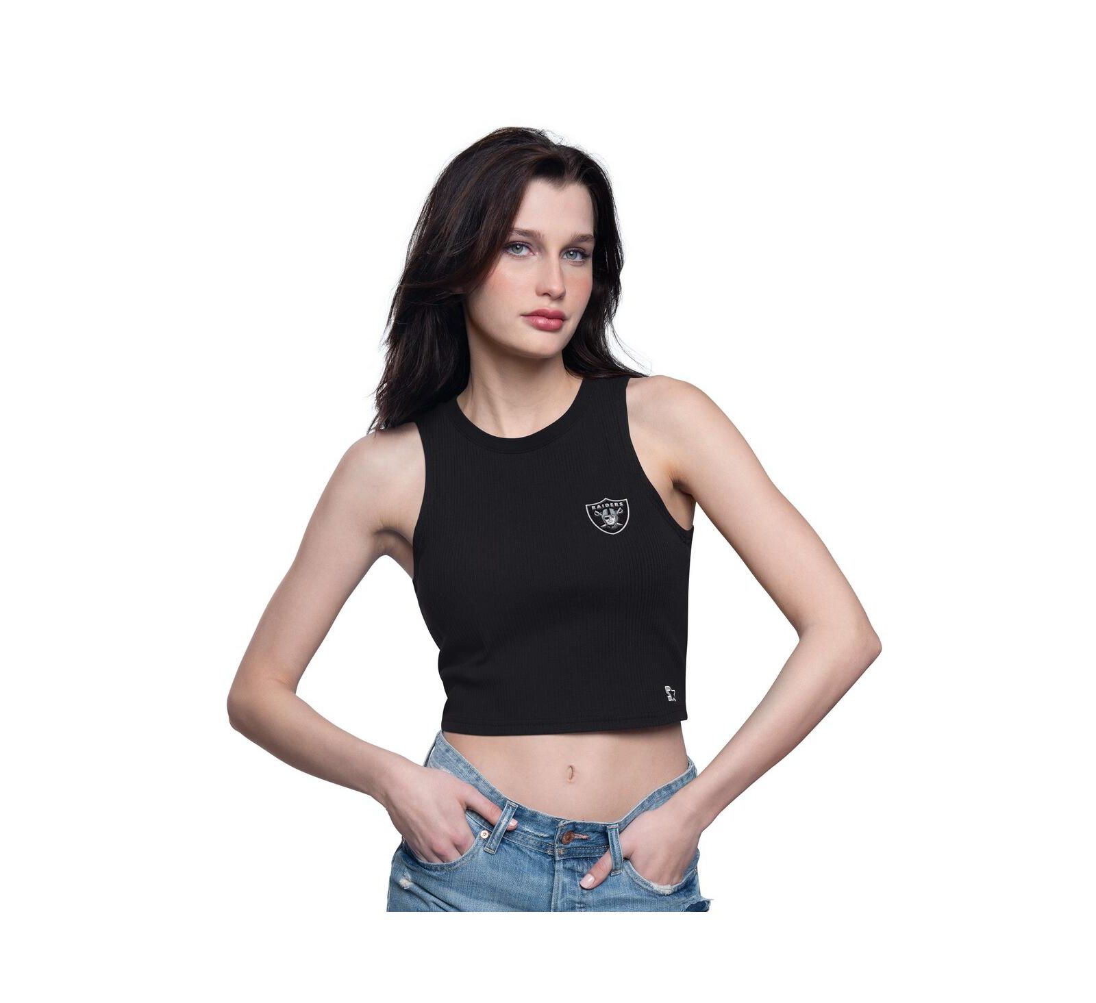 Женский укороченный топ Starter Black Las Vegas Raiders Show Up Cropped Tank