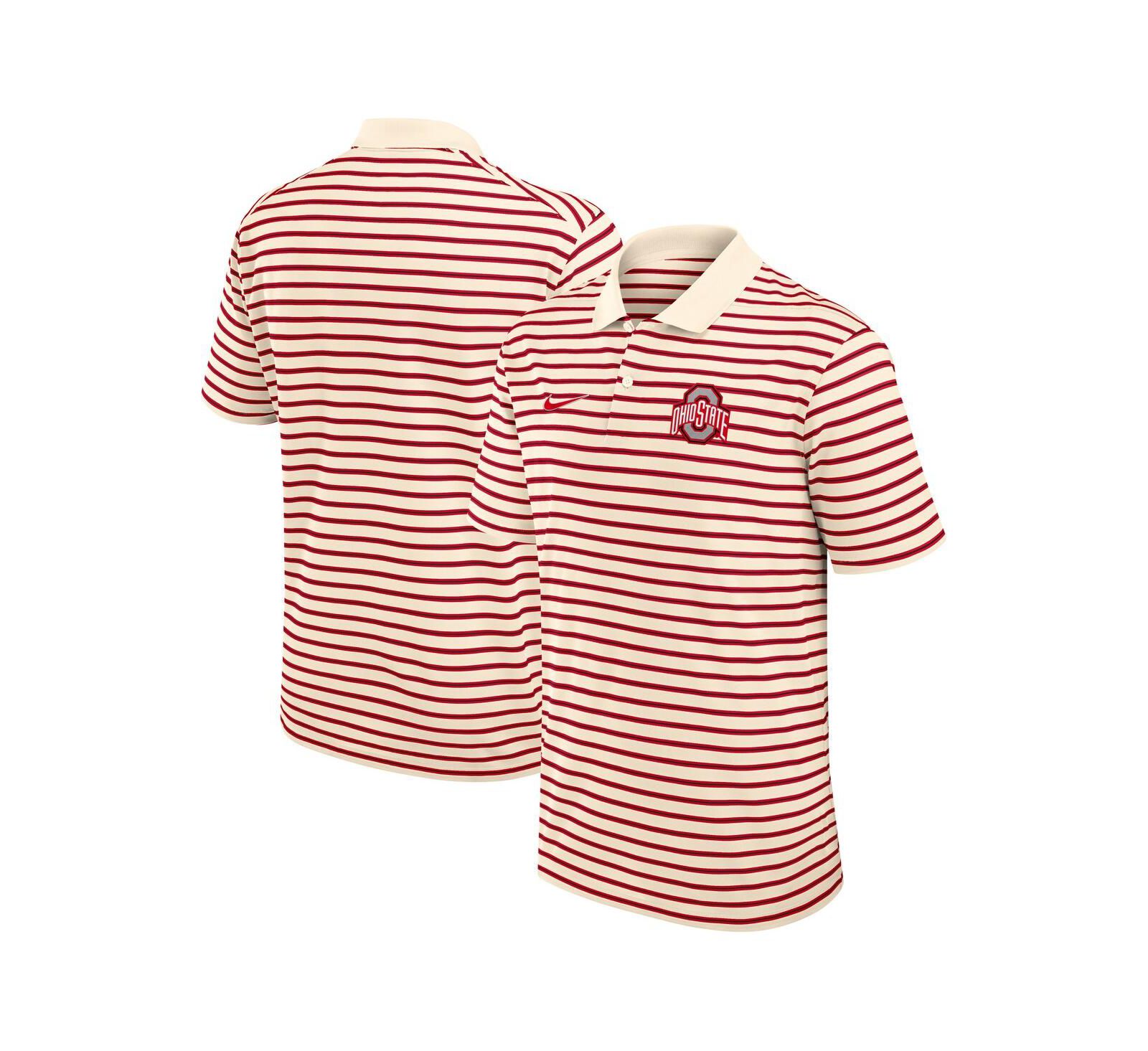 Мужская рубашка-поло Nike Ohio State Buckeyes Solid Foundation Striped Performance цвет Cream/Scarlet