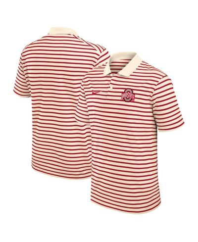 Мужская рубашка-поло Nike Ohio State Buckeyes Solid Foundation Striped Performance цвет Cream/Scarlet