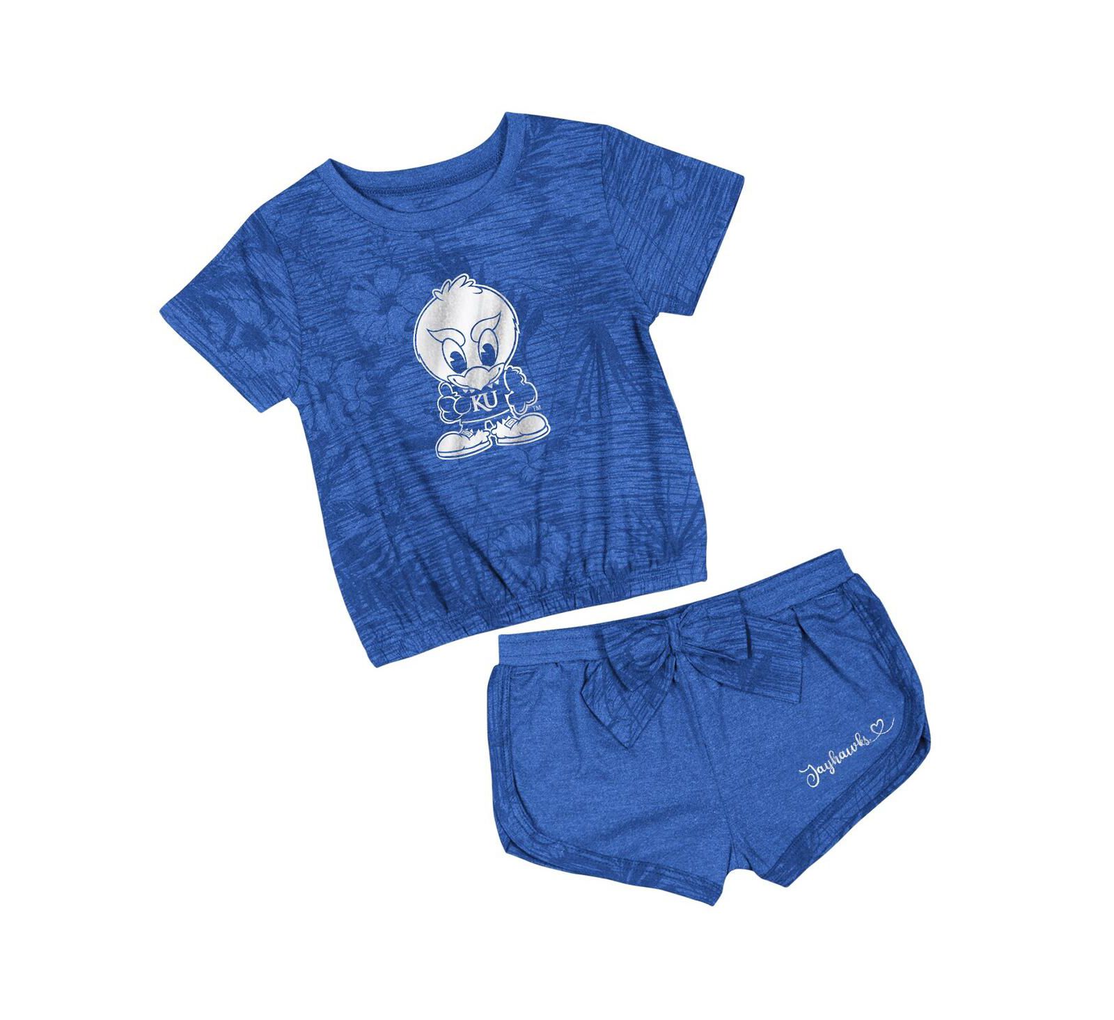 Colosseum Toddler 2-Piece Royal Kansas Jayhawks Fern комплект футболка и шорты для малышей