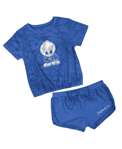 Colosseum Toddler 2-Piece Royal Kansas Jayhawks Fern комплект футболка и шорты для малышей