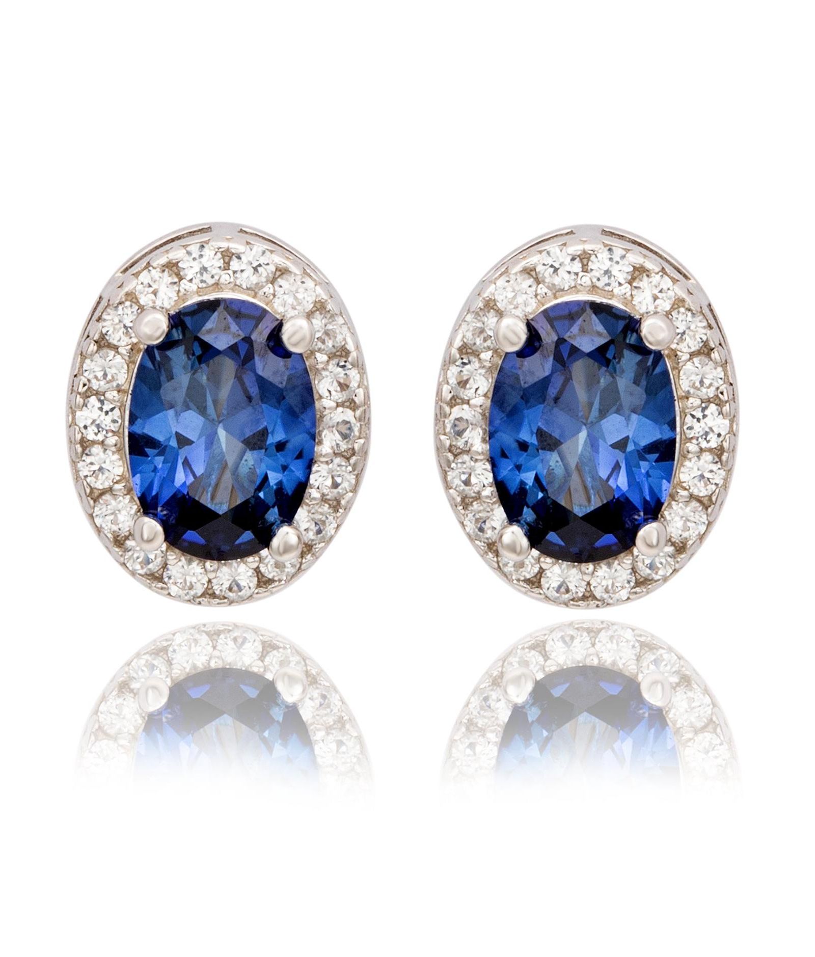 Suzy Levian Серьги-гвоздики с сапфиром огранки Oval Cut от Suzy Levian New York