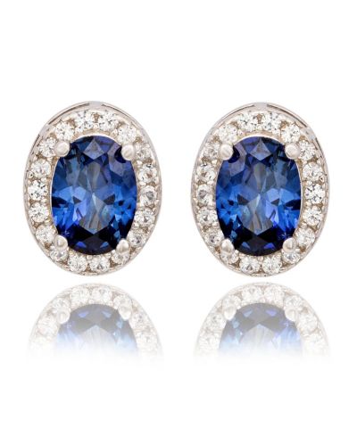 Suzy Levian Серьги-гвоздики с сапфиром огранки Oval Cut от Suzy Levian New York