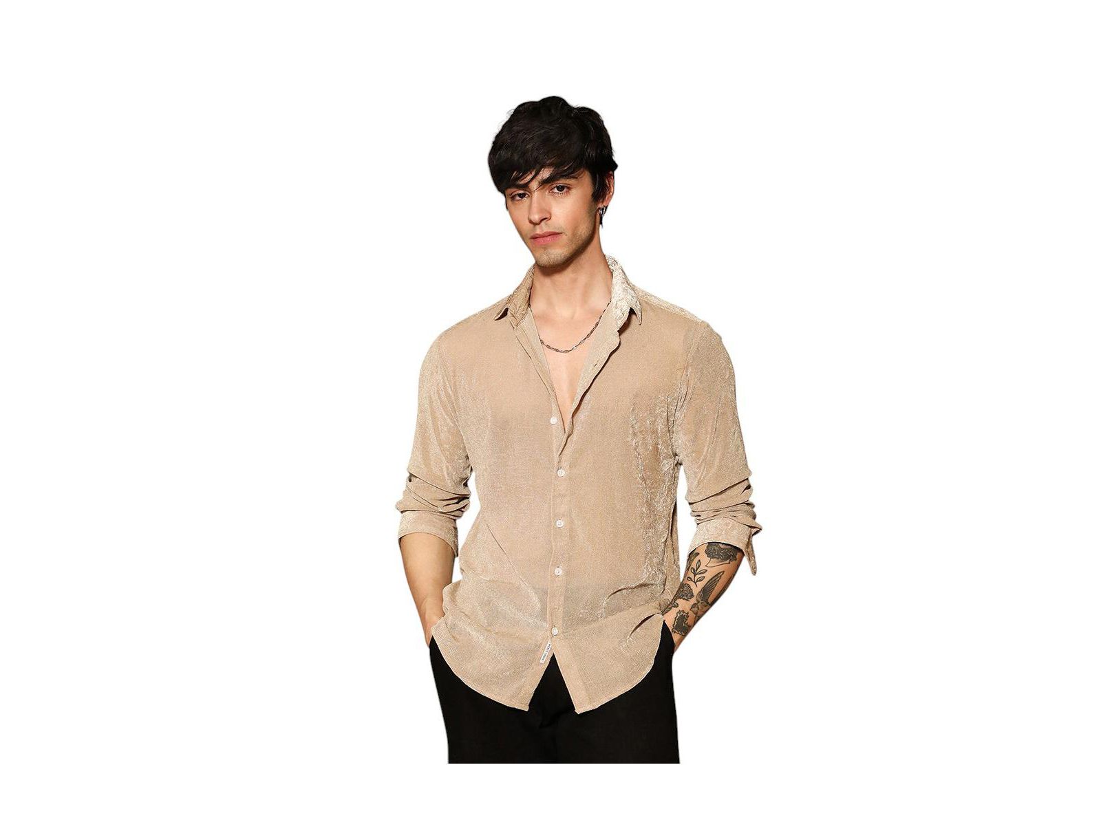 Campus Sutra Men's Solid Velvet Shirt