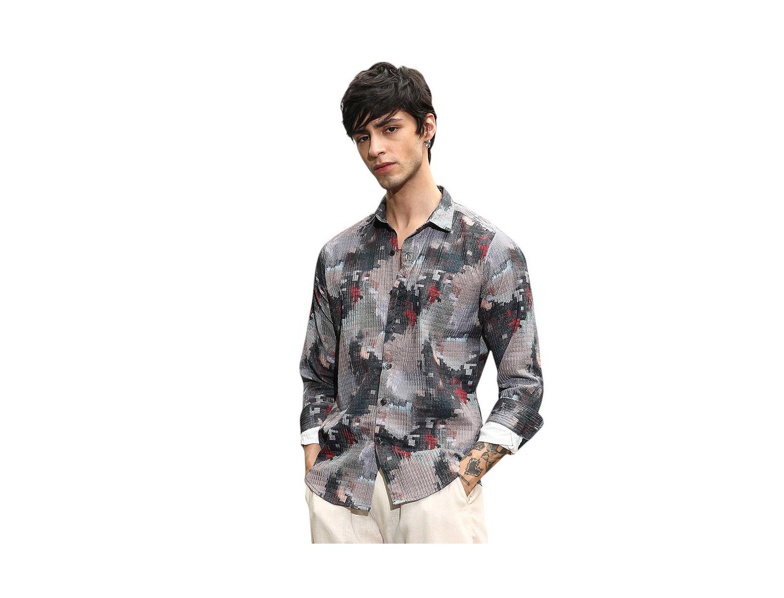 Campus Sutra Men's Artistic-Blur Shirt