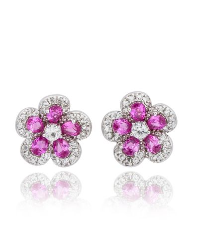 Серьги Suzy Levian Sterling Sapphire Petite Flower с сапфиром