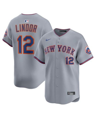 Nike Мужская игровая джерси Francisco Lindor Gray New York Mets Road Limited Player
