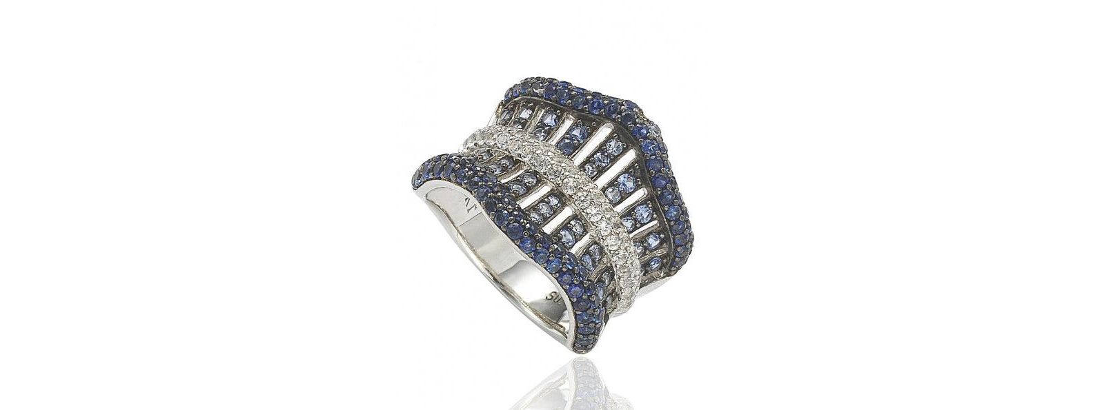 Suzy Levian Sterling Sapphire Crossing Ring