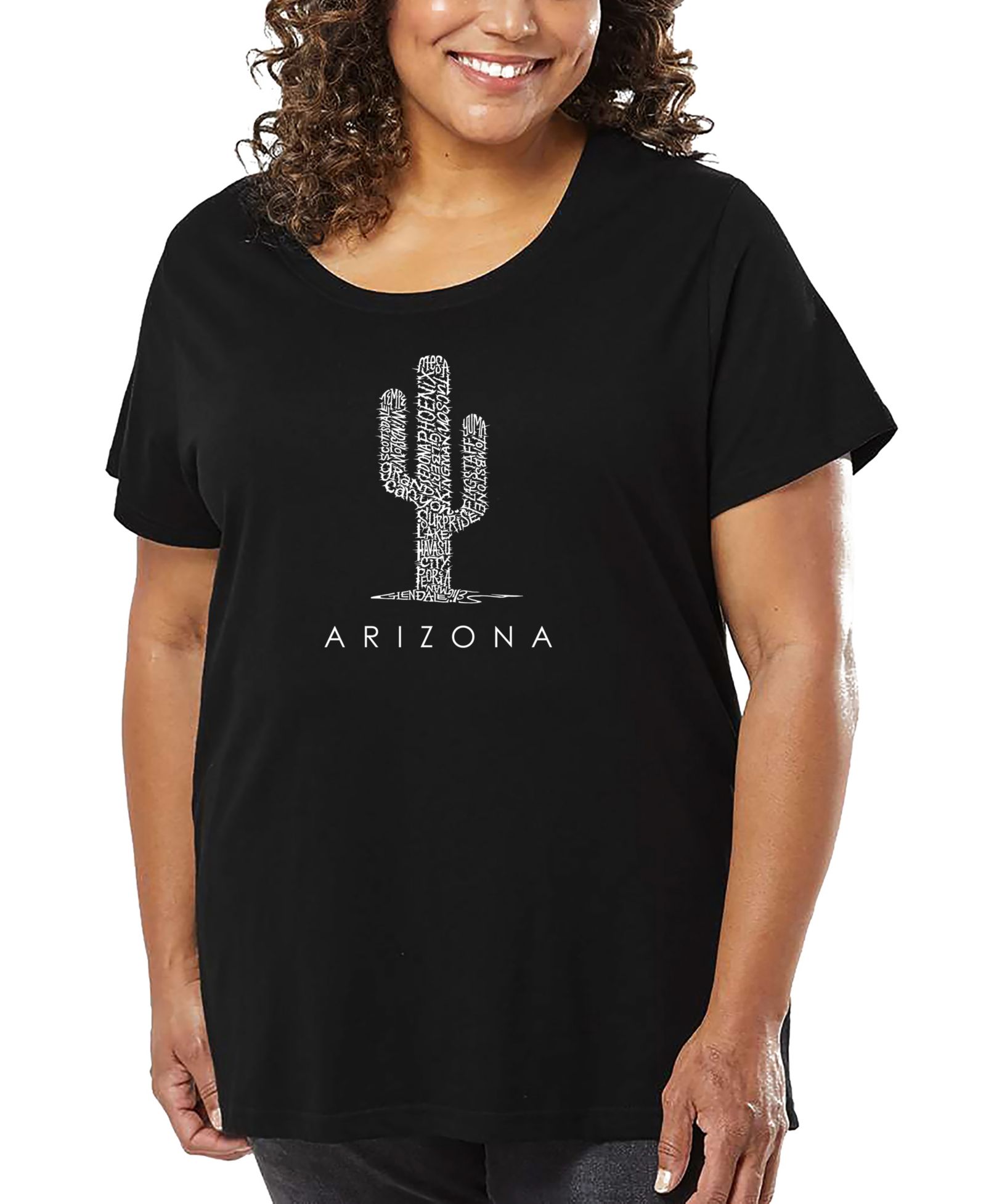 LA Pop Art Plus Size Arizona Cities Word Art T-Shirt