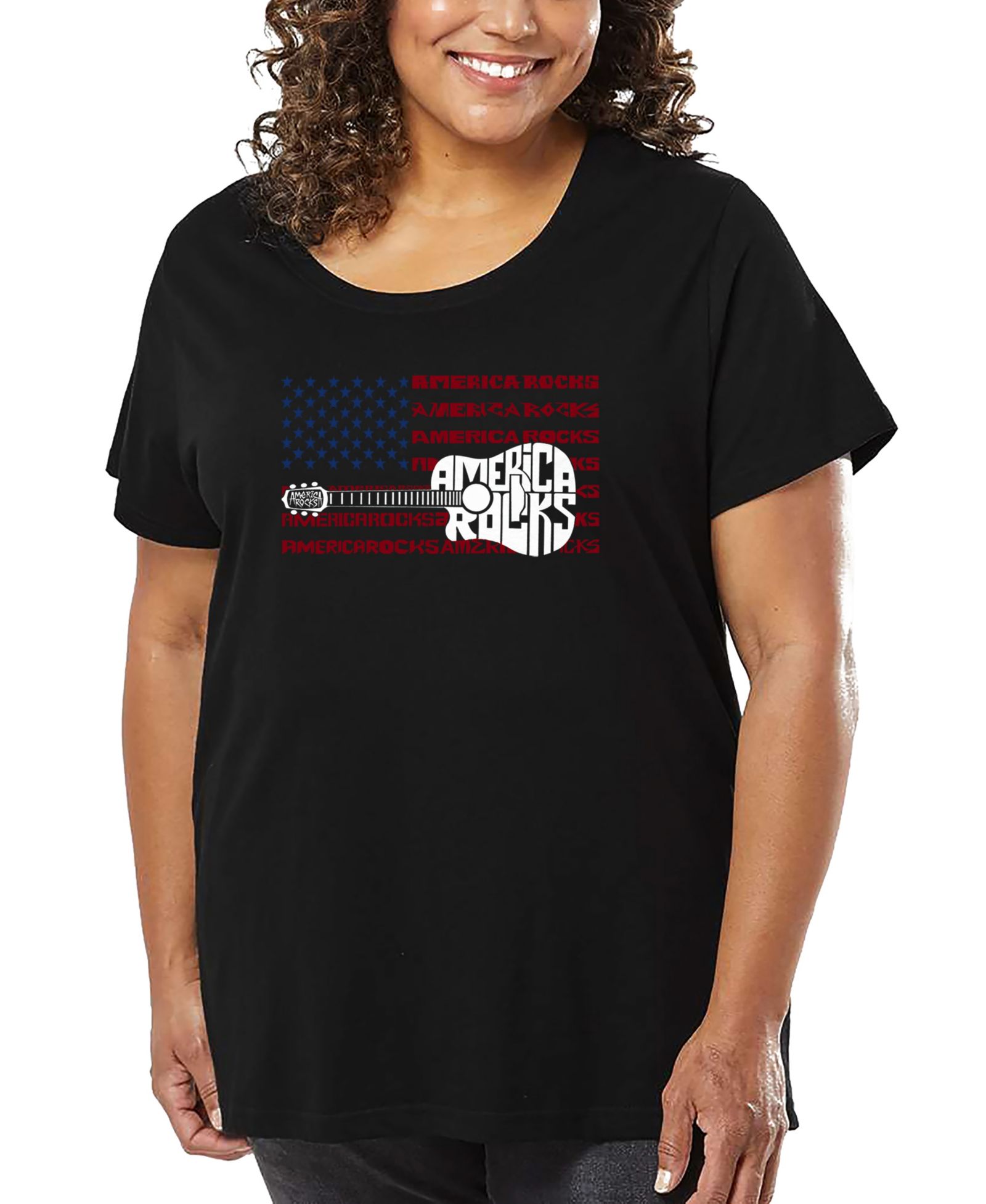 Футболка LA Pop Art Plus Size America Rocks Word Art