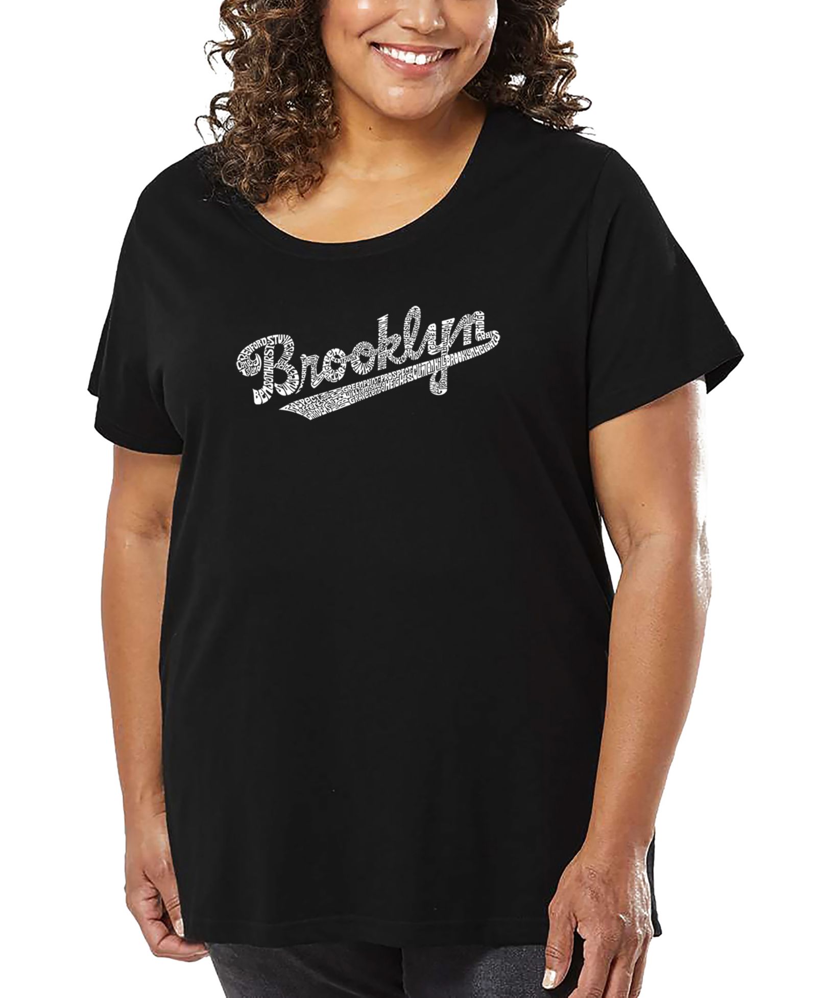 Футболка LA Pop Art Plus Size с надписью Brooklyn Neighborhoods