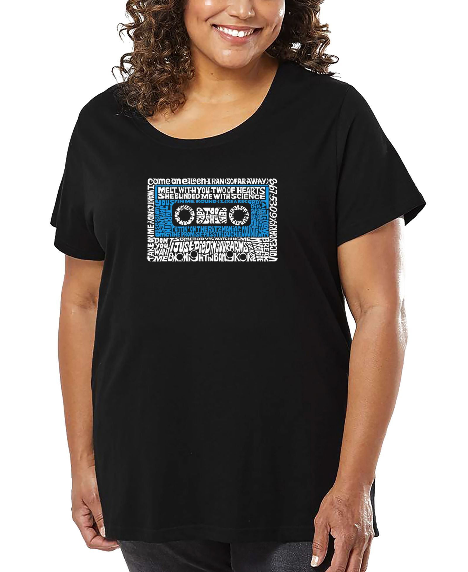 LA Pop Art футболка Plus Size 80's One Hit Wonders Word Art