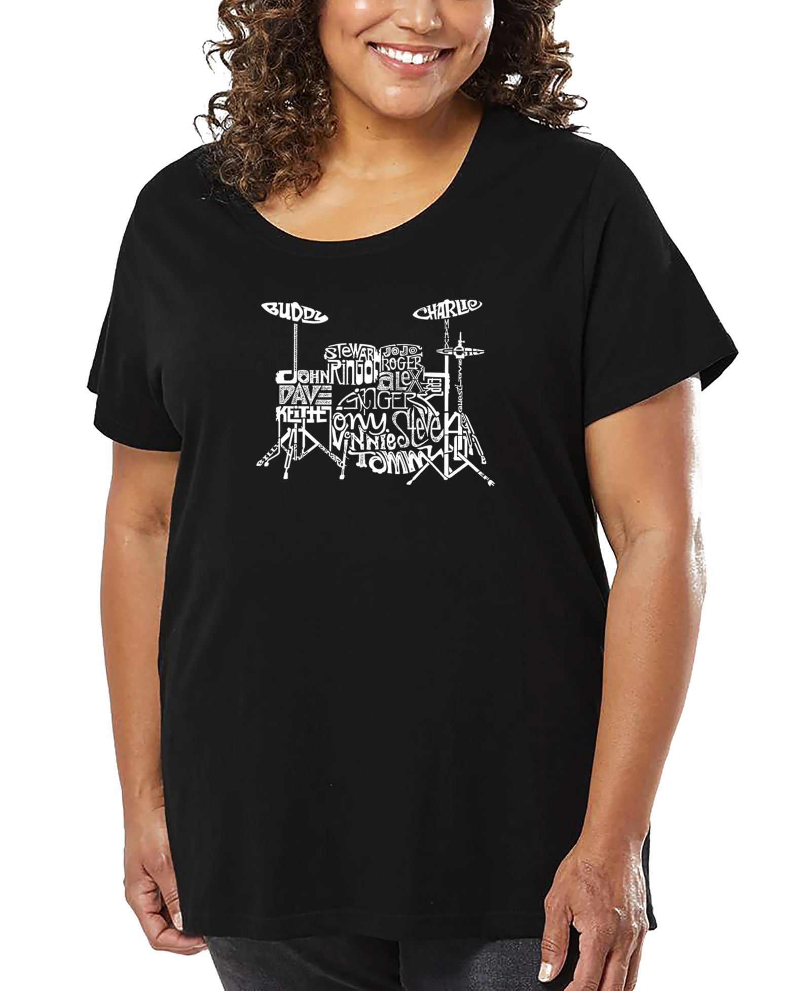 LA Pop Art Футболка Drums Word Art, Plus Size