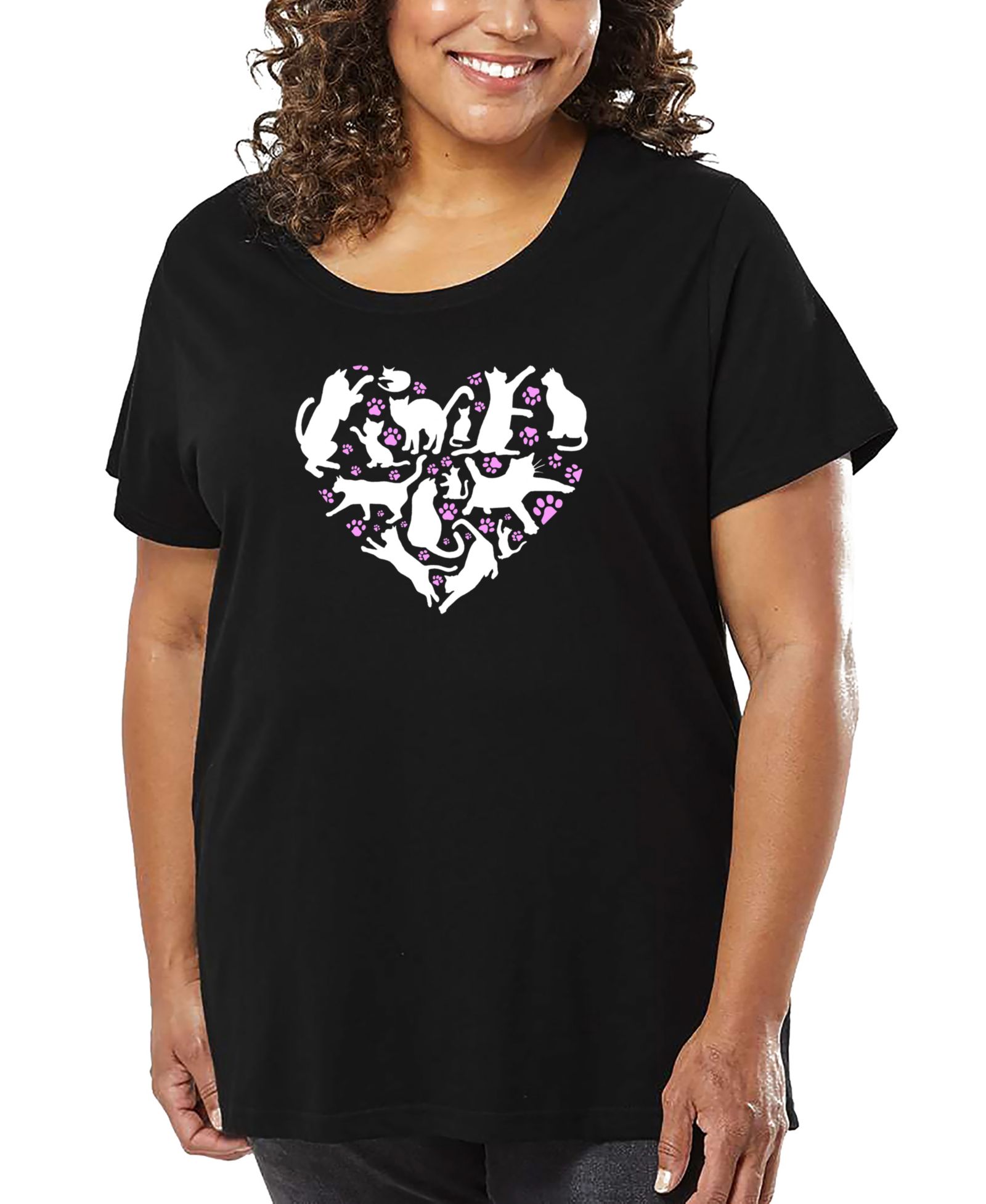 Футболка LA Pop Art Plus Size Cat Heart Art