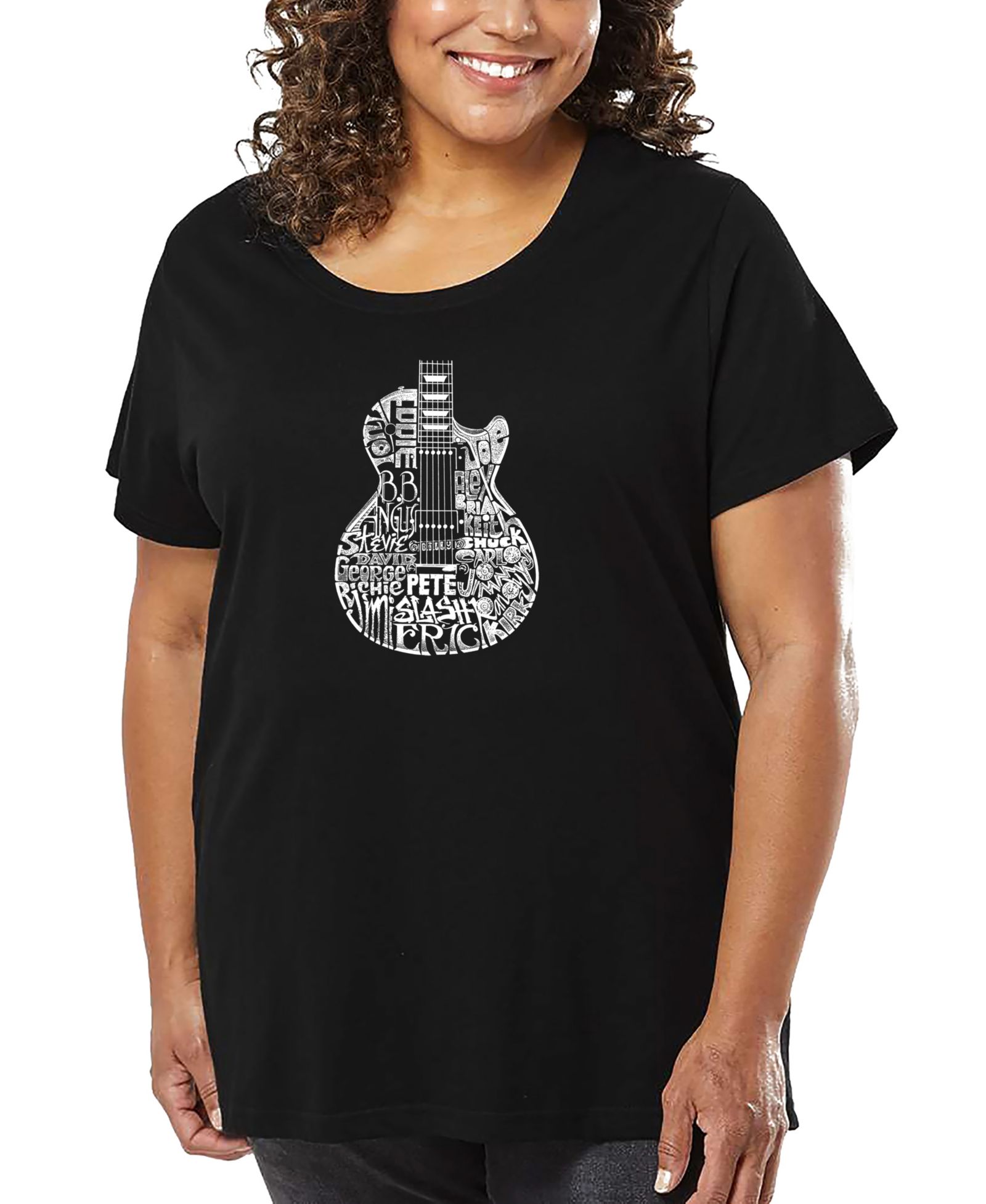 Женский футболкa Plus Size LA Pop Art Rock Guitar Head