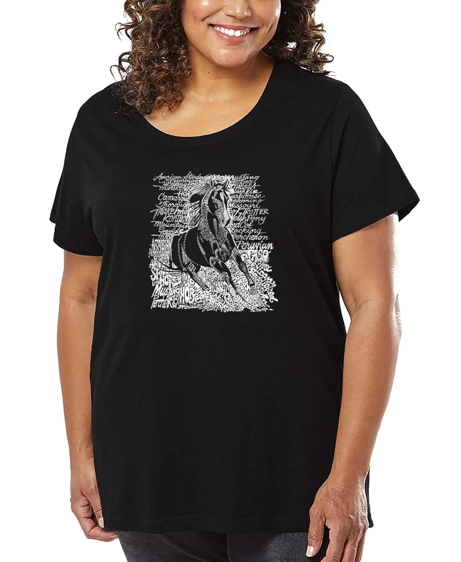 Футболка LA Pop Art Plus Size Popular Horse Breeds Word Art