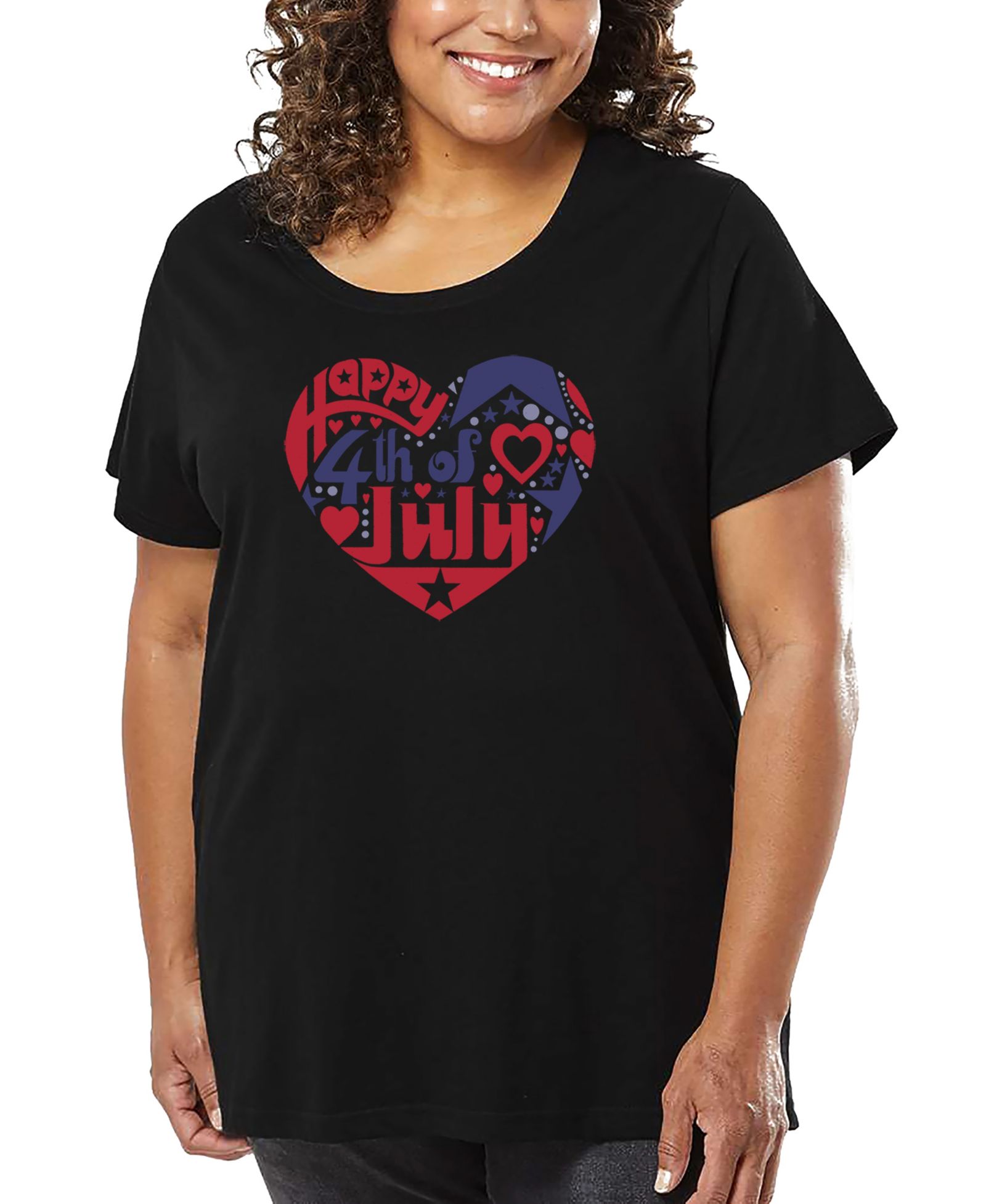 Футболка LA Pop Art Plus Size July 4th Heart Word Art