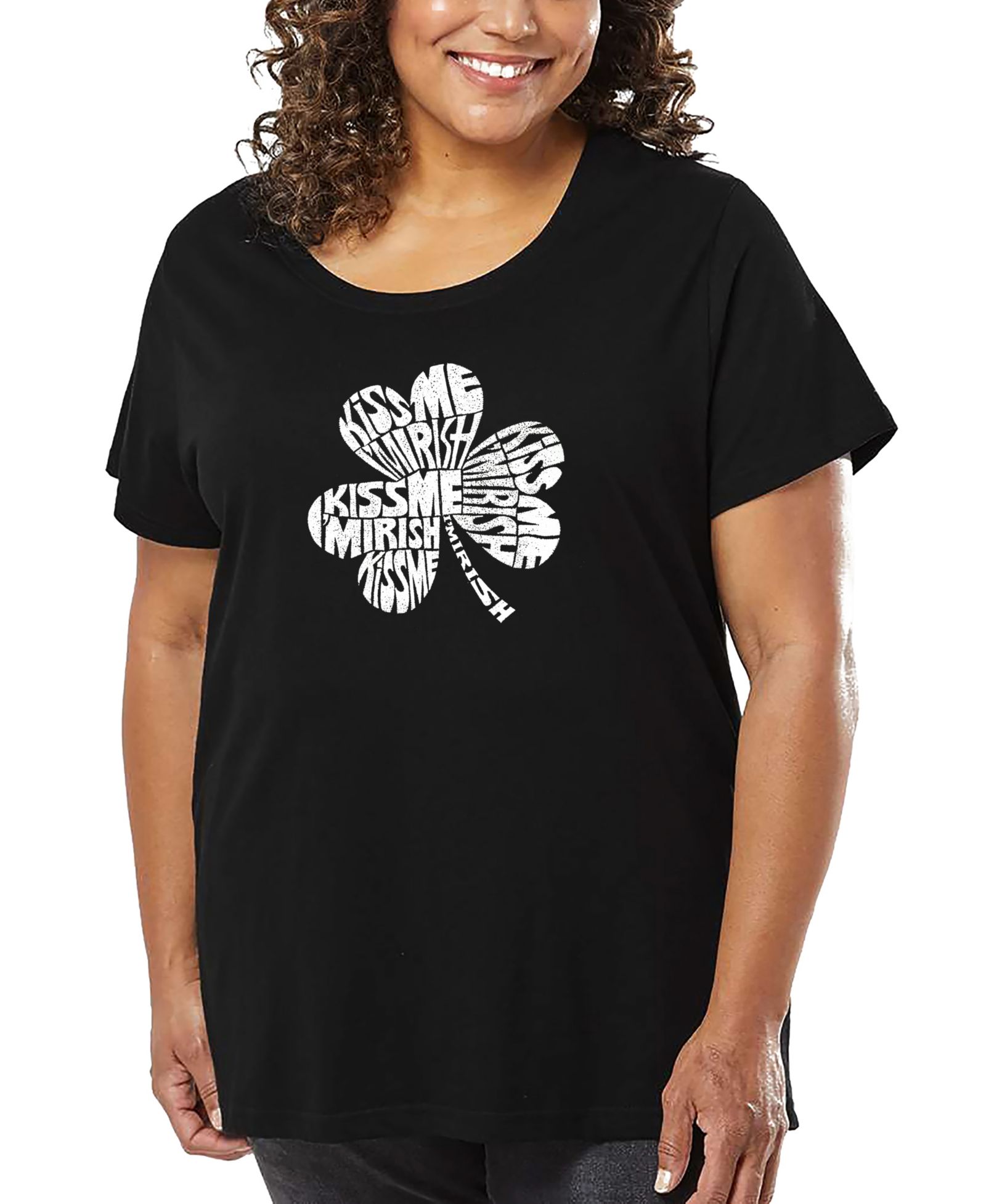 LA Pop Art Футболка Plus Size с надписью Kiss Me I'm Irish