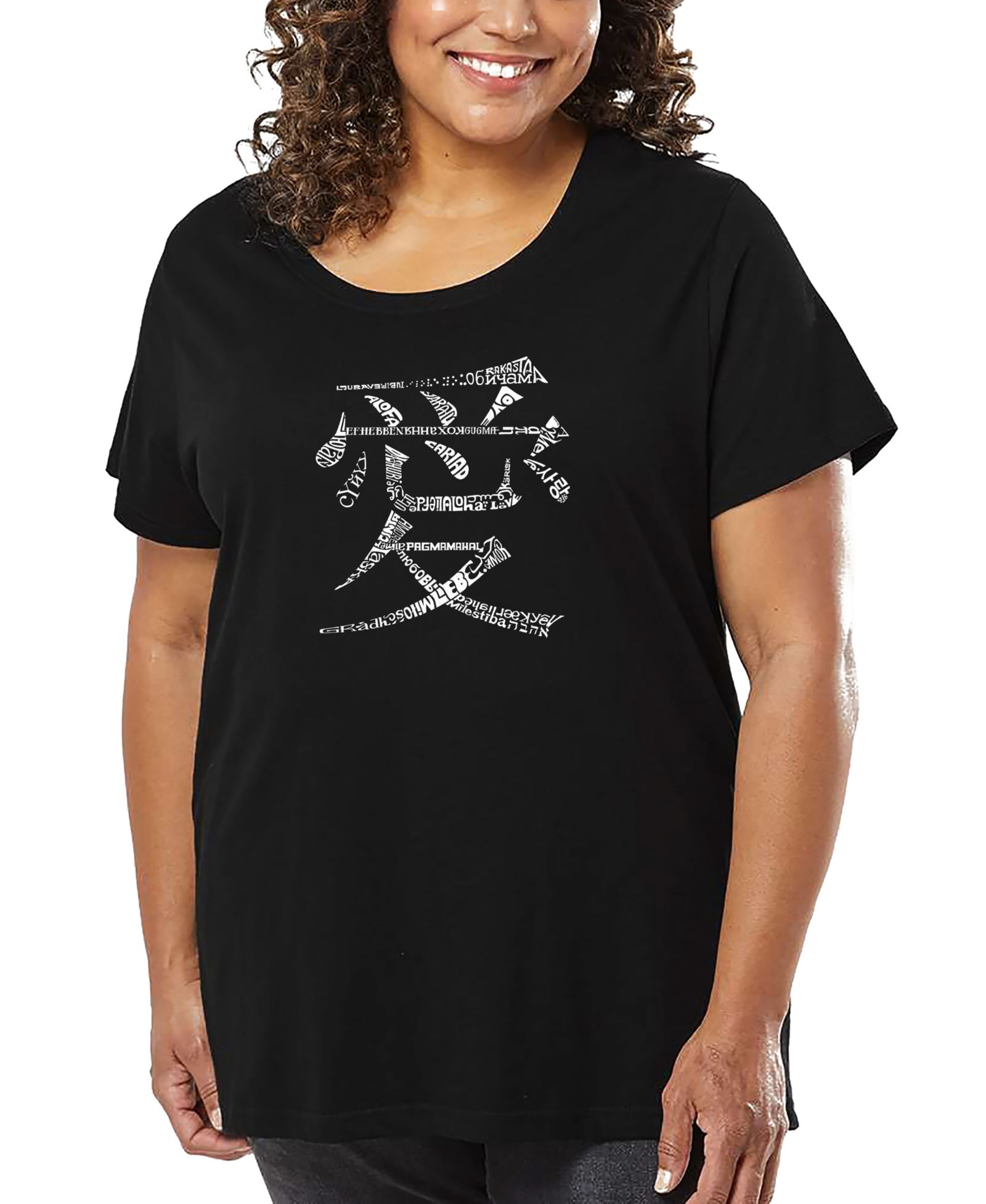 Футболка LA Pop Art Plus Size The Word Love In 44 Languages Word Art
