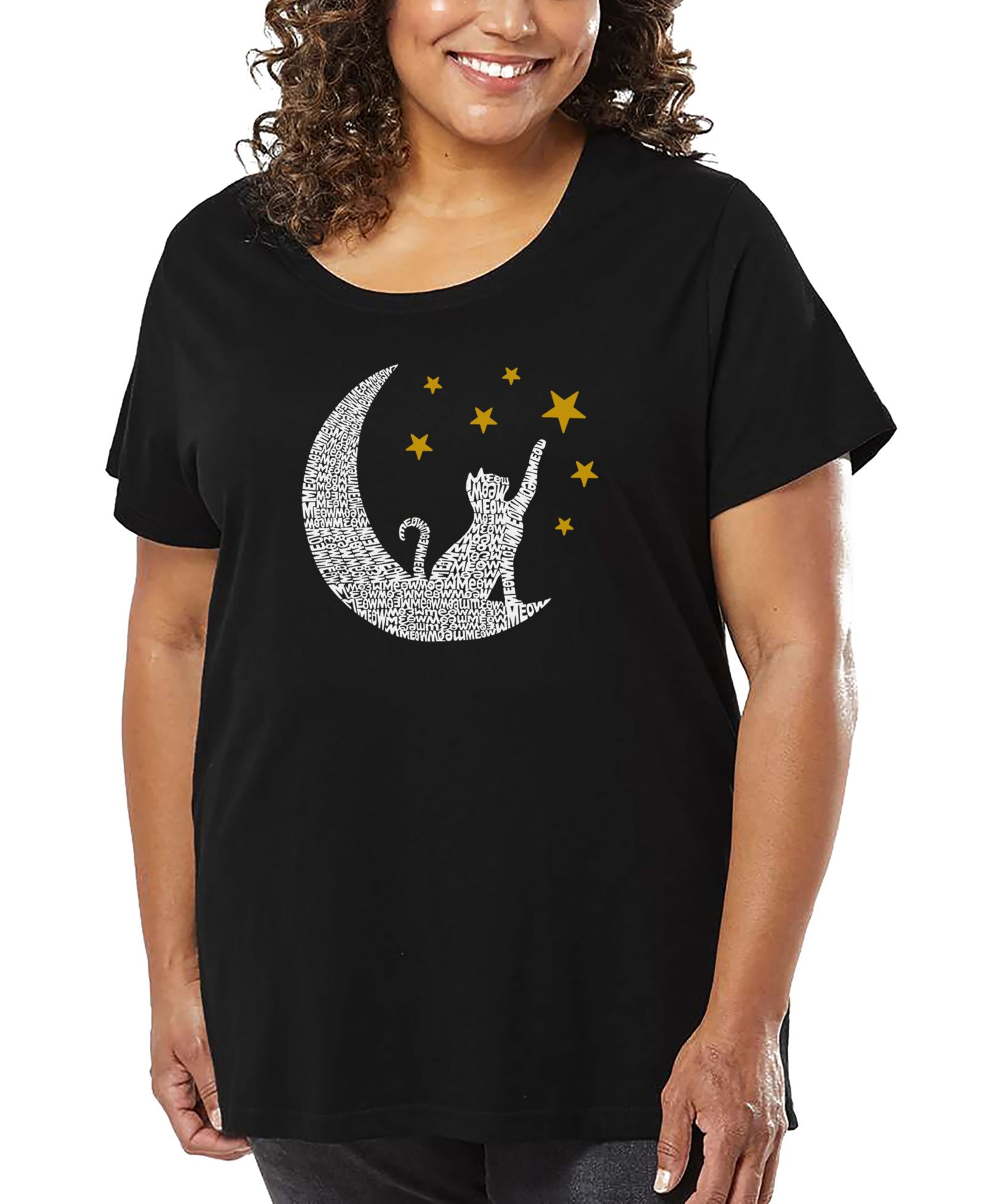 Футболка LA Pop Art Plus Size с принтом Cat Moon