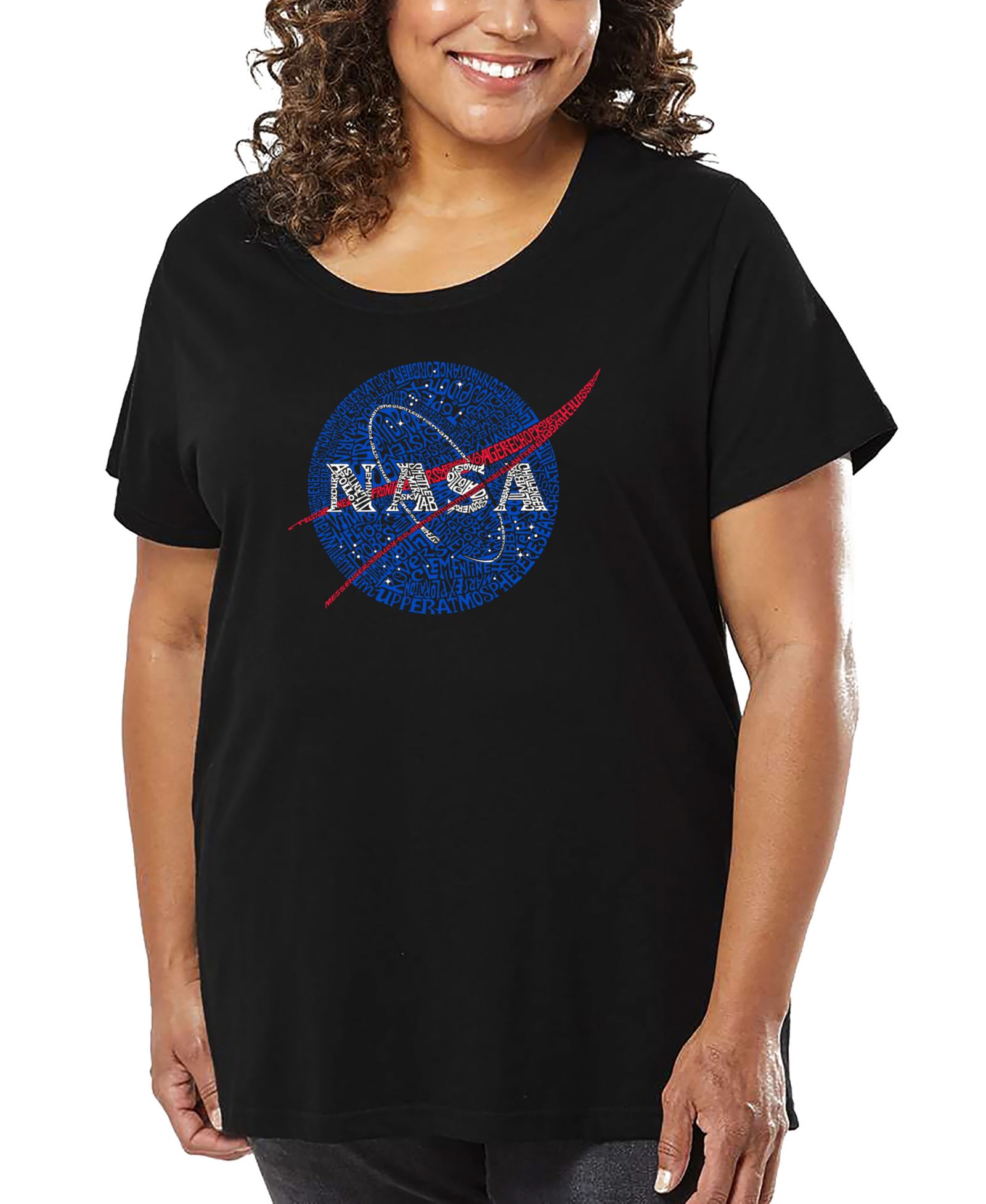 Футболка LA Pop Art Plus Size NASA's Most Notable Missions Word Art