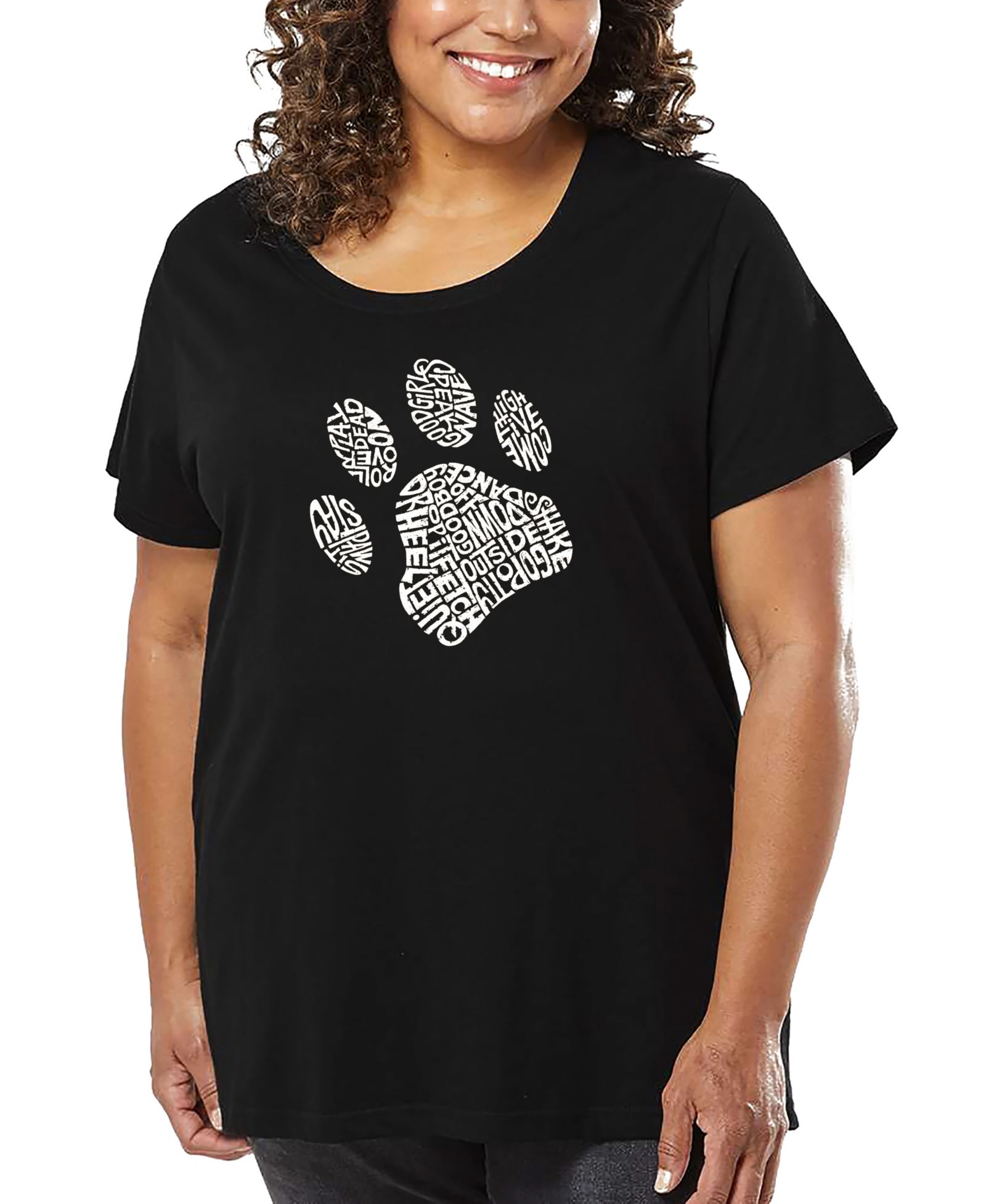 LA Pop Art футболка Plus Size с принтом Dog Paw Word Art