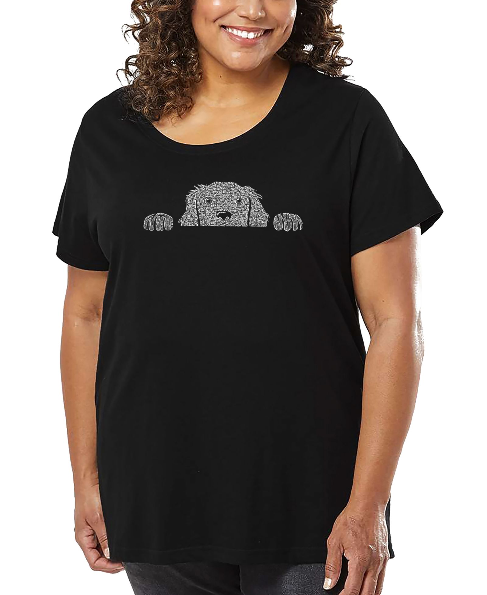 Футболка Plus Size LA Pop Art Peeking Dog Word Art