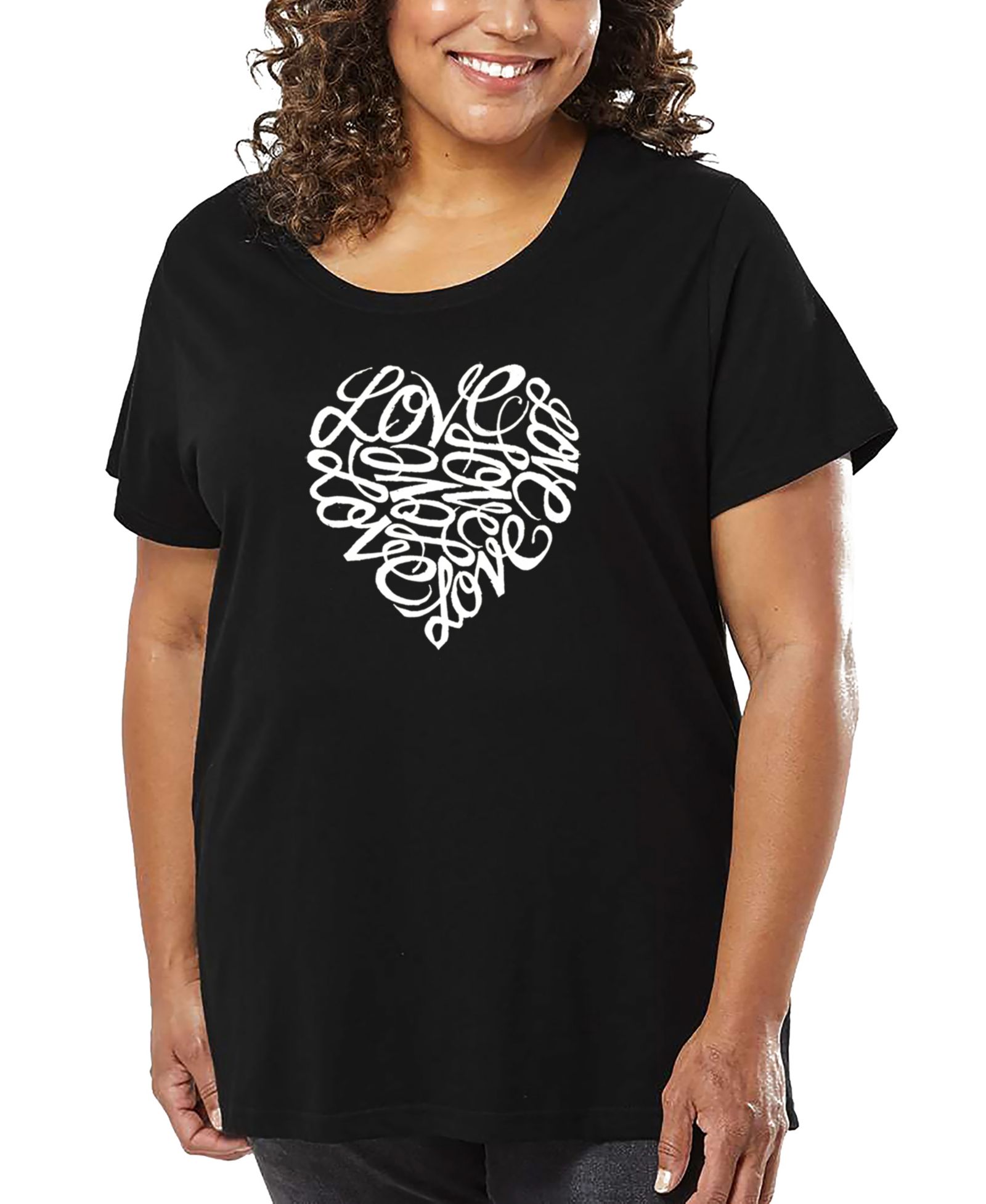 LA Pop Art Plus Size футболка с принтом Cursive Heart Word Art