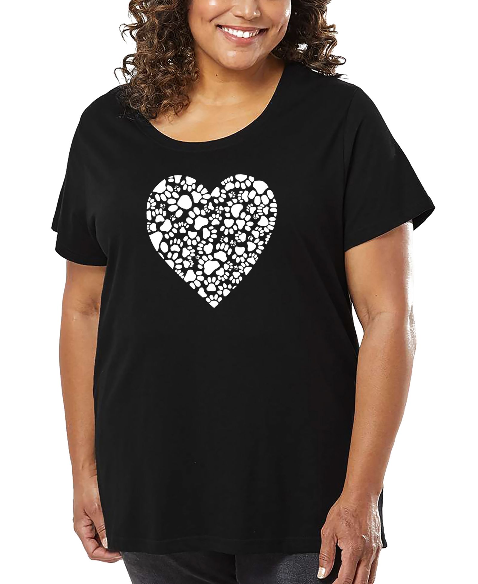 Футболка LA Pop Art Plus Size Paw Prints Heart Art
