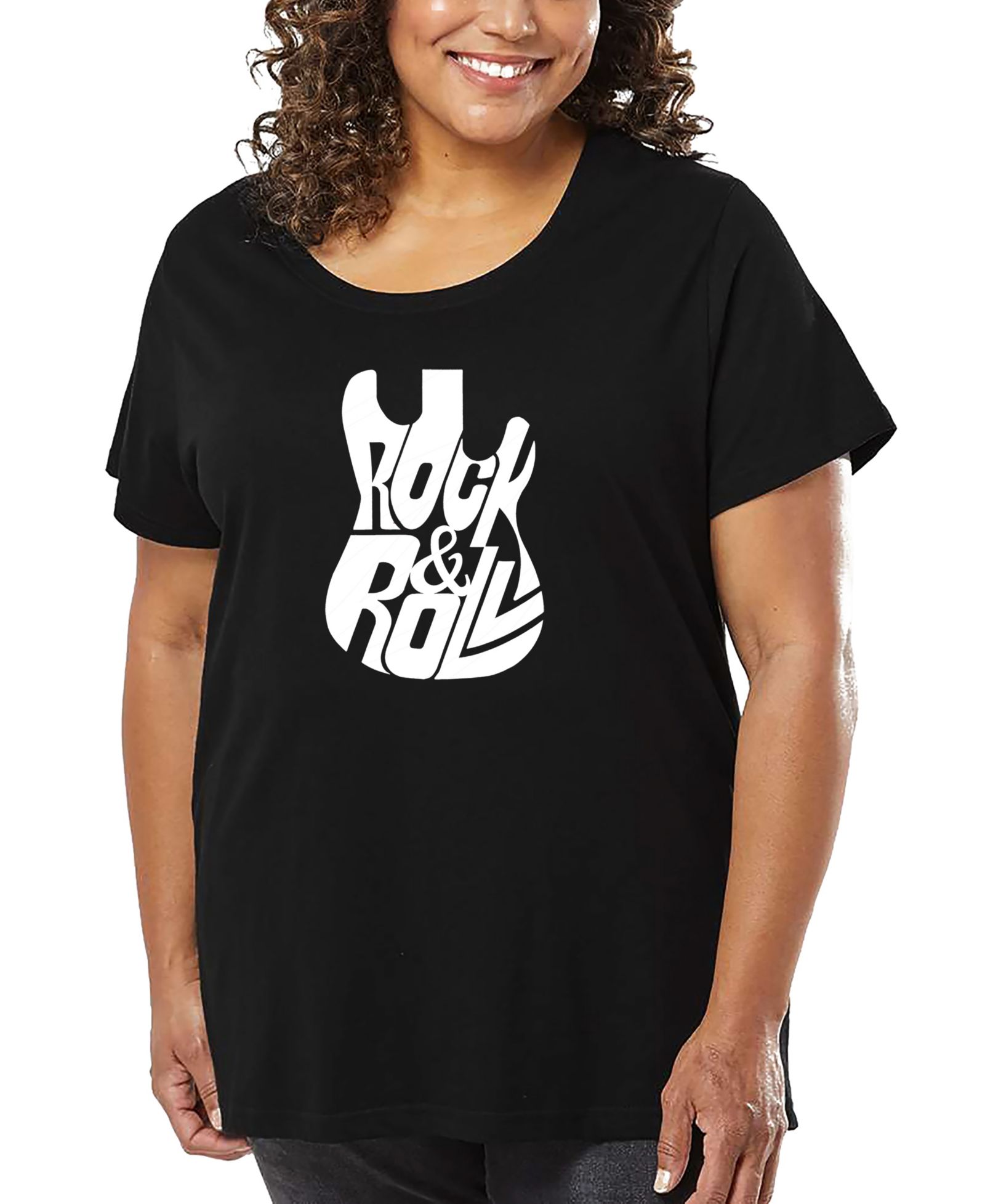 Футболка LA Pop Art Plus Size Rock And Roll Guitar Word Art