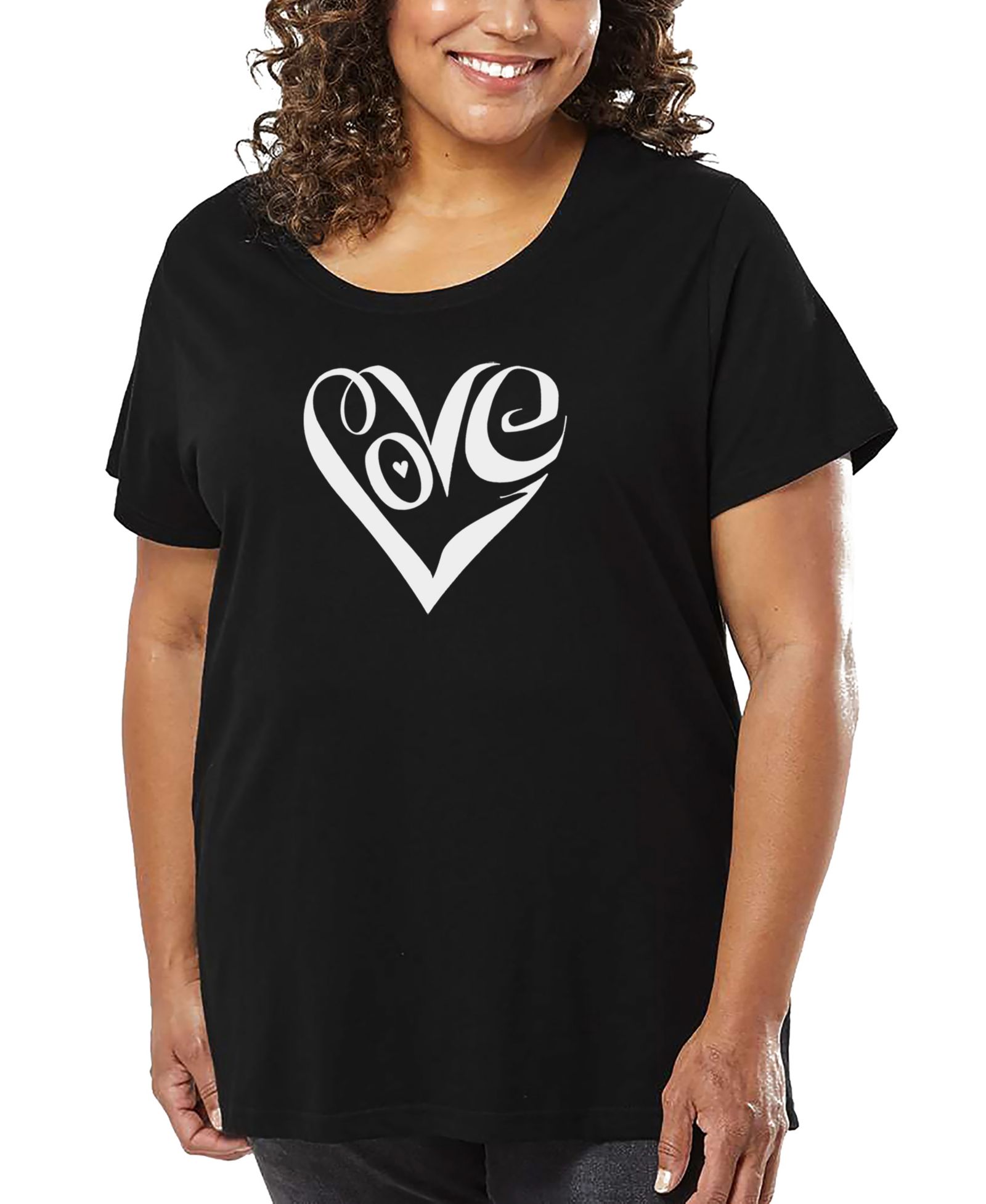 Футболка LA Pop Art Plus Size Script Love Heart Word Art