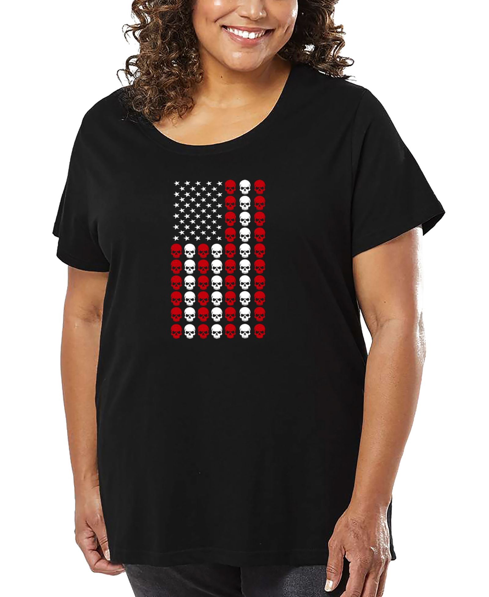 Футболка LA Pop Art Plus Size с принтом Skull Flag