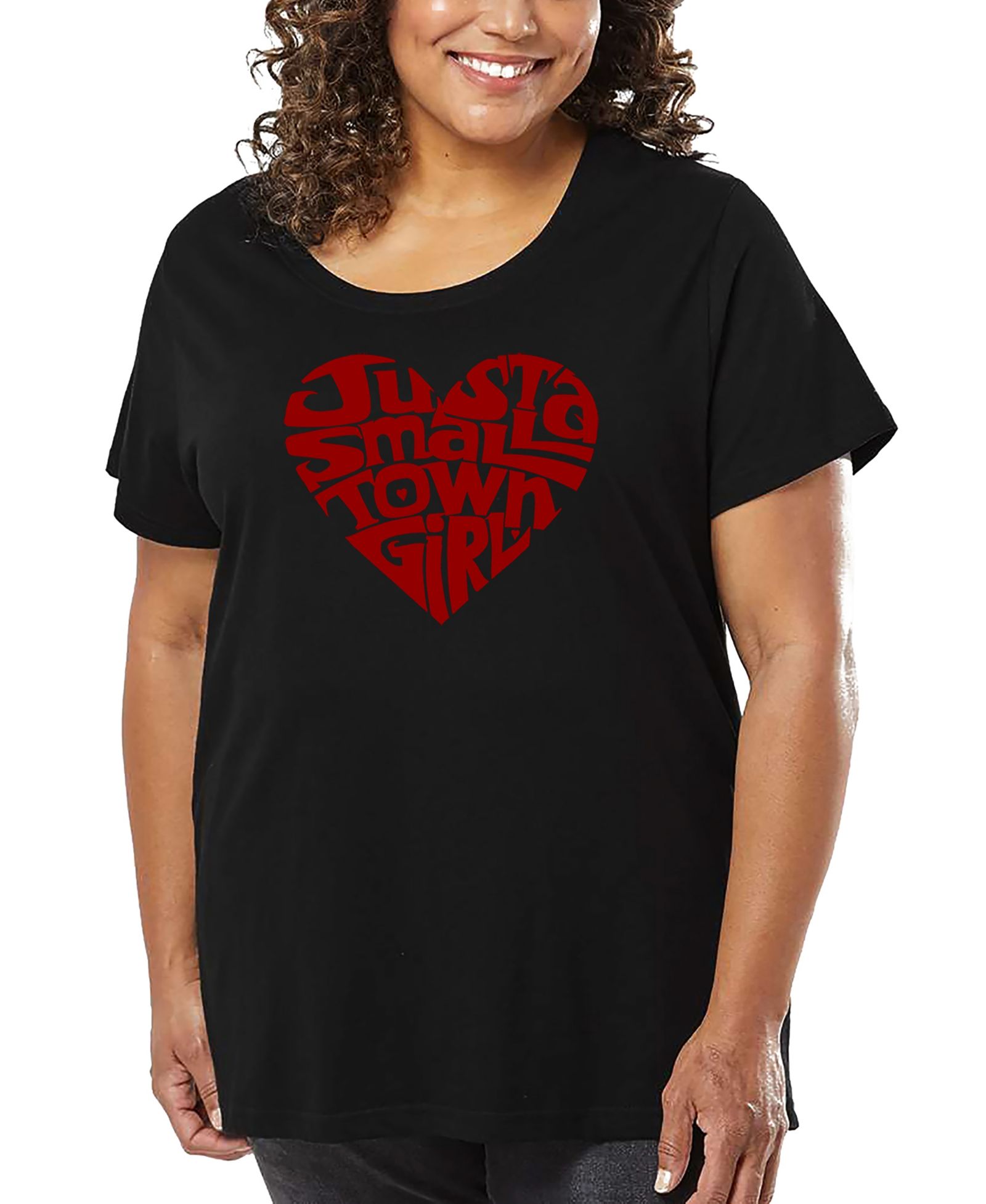 Женская футболка LA Pop Art Plus Size Just A Small Town Girl Word Art