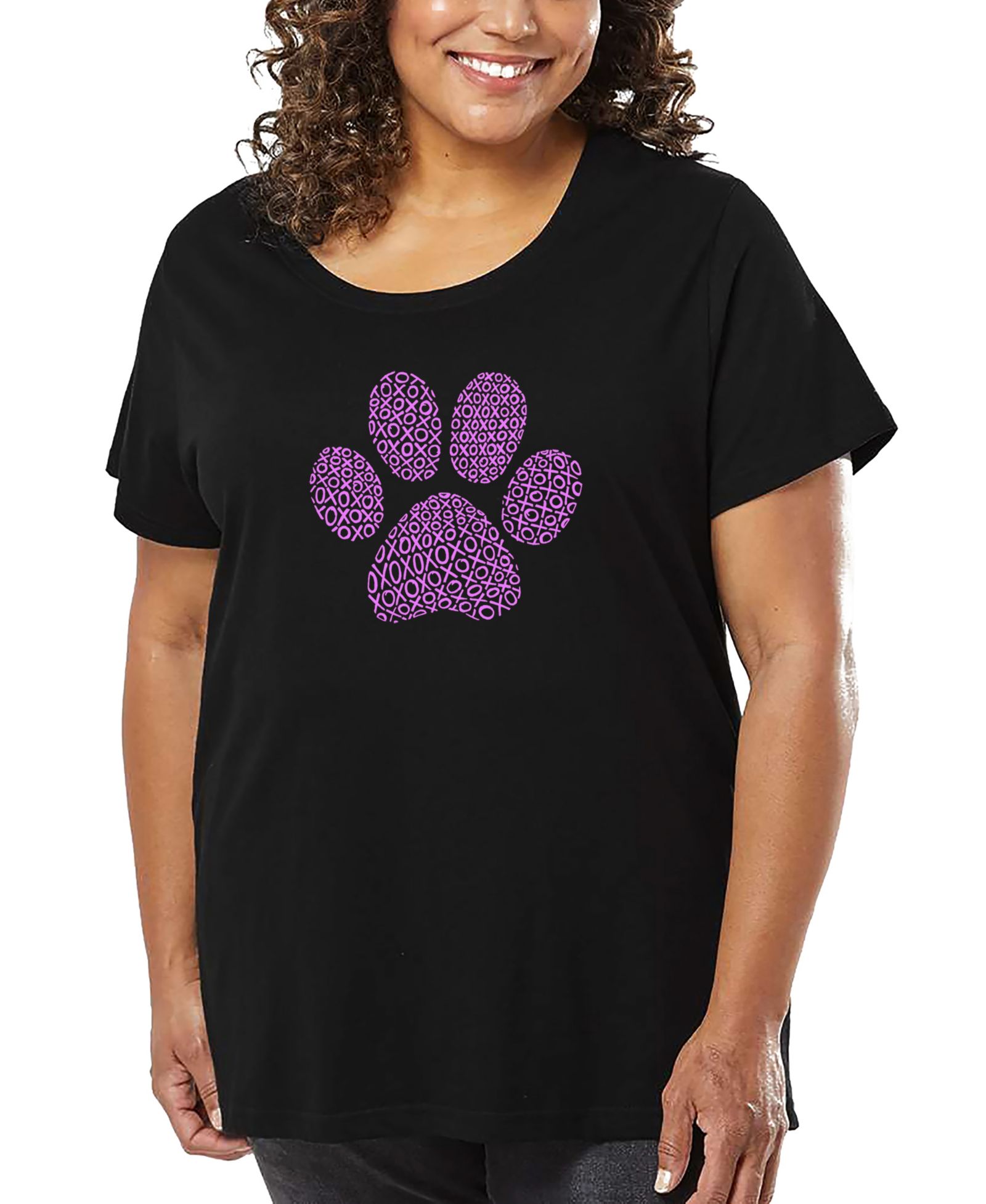 Футболка LA Pop Art Plus Size XOXO Dog Paw Word Art