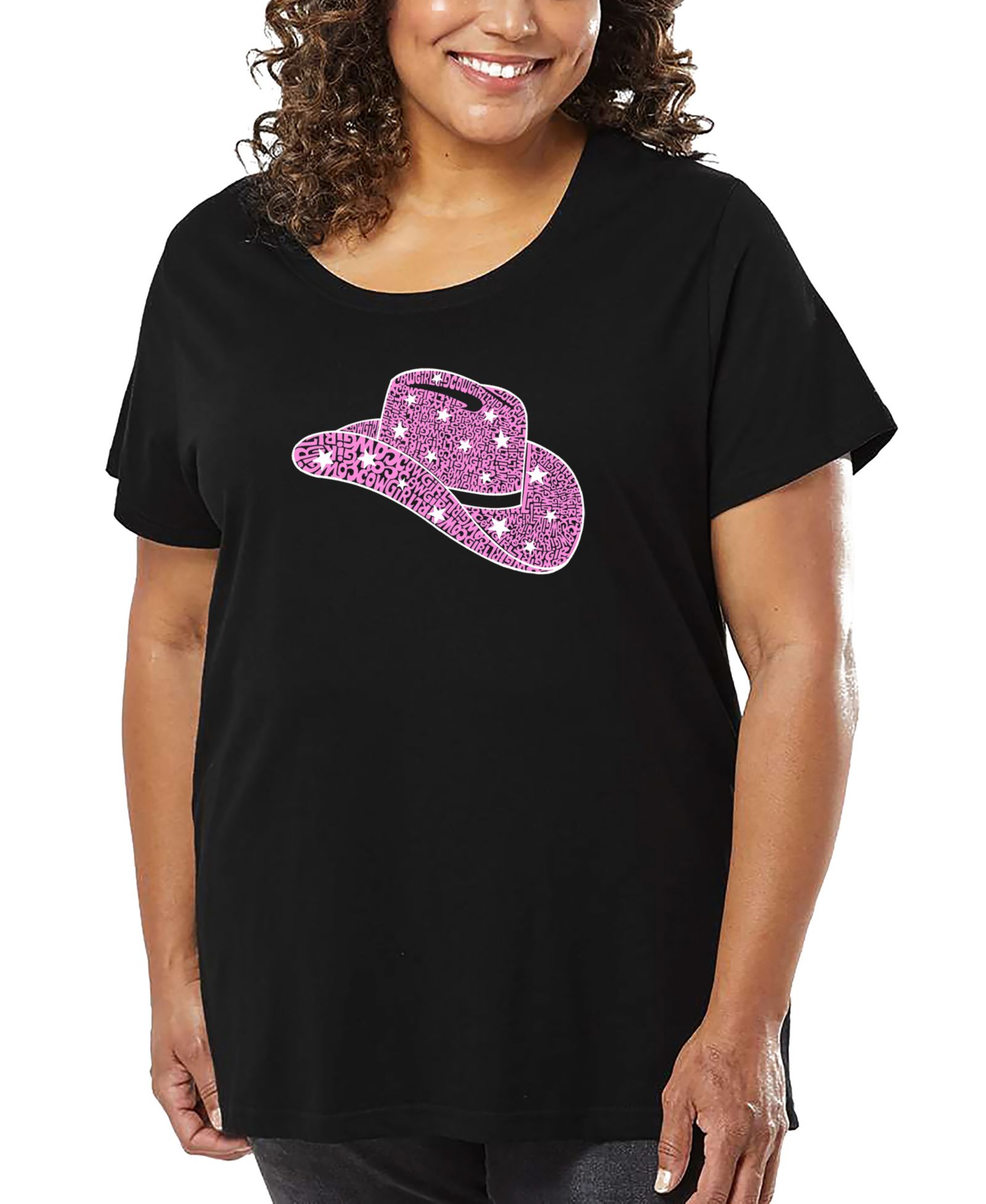 LA Pop Art футболка Plus Size Cowgirl Hat Word Art