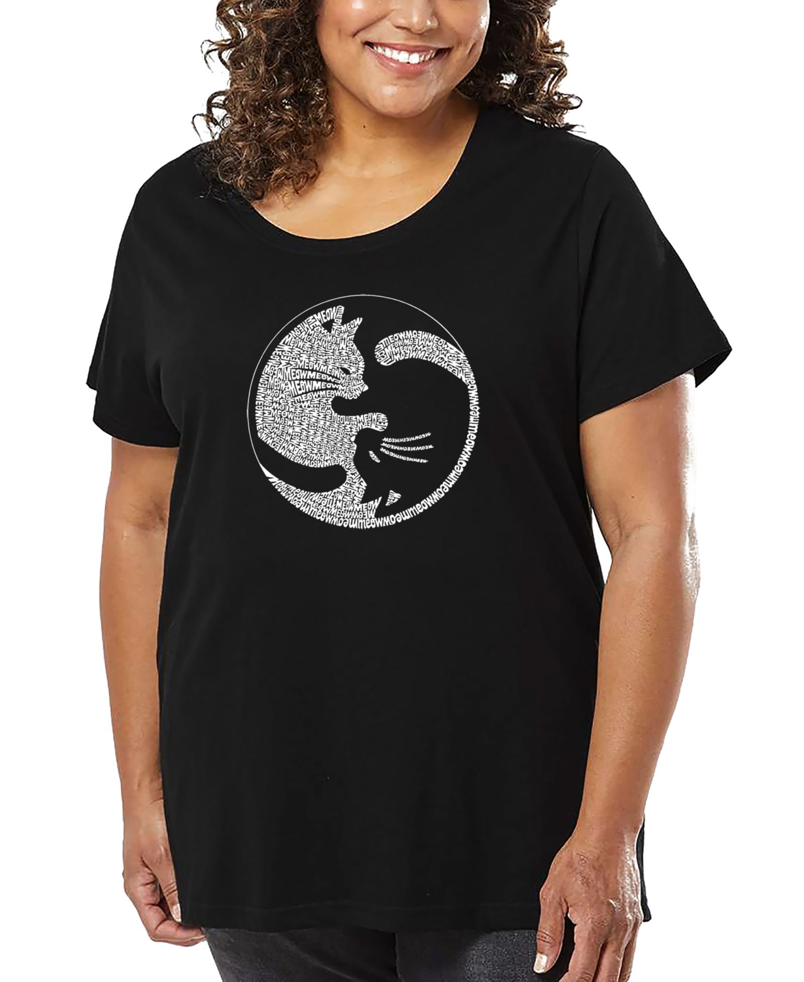 Футболка LA Pop Art Plus Size Yin Yang Cat Word Art