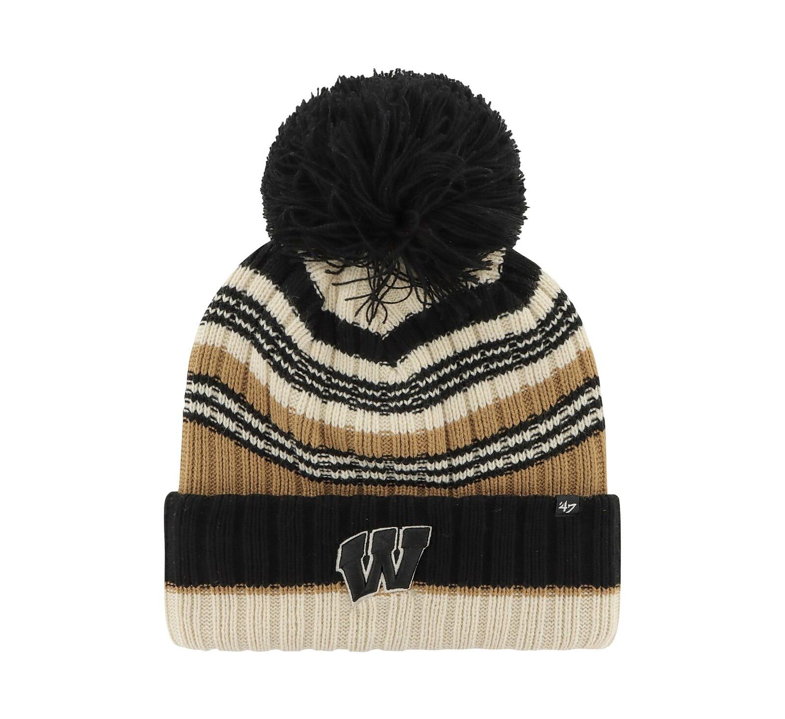 Женская вязаная шапка '47 Brand Wisconsin Badgers с помпоном