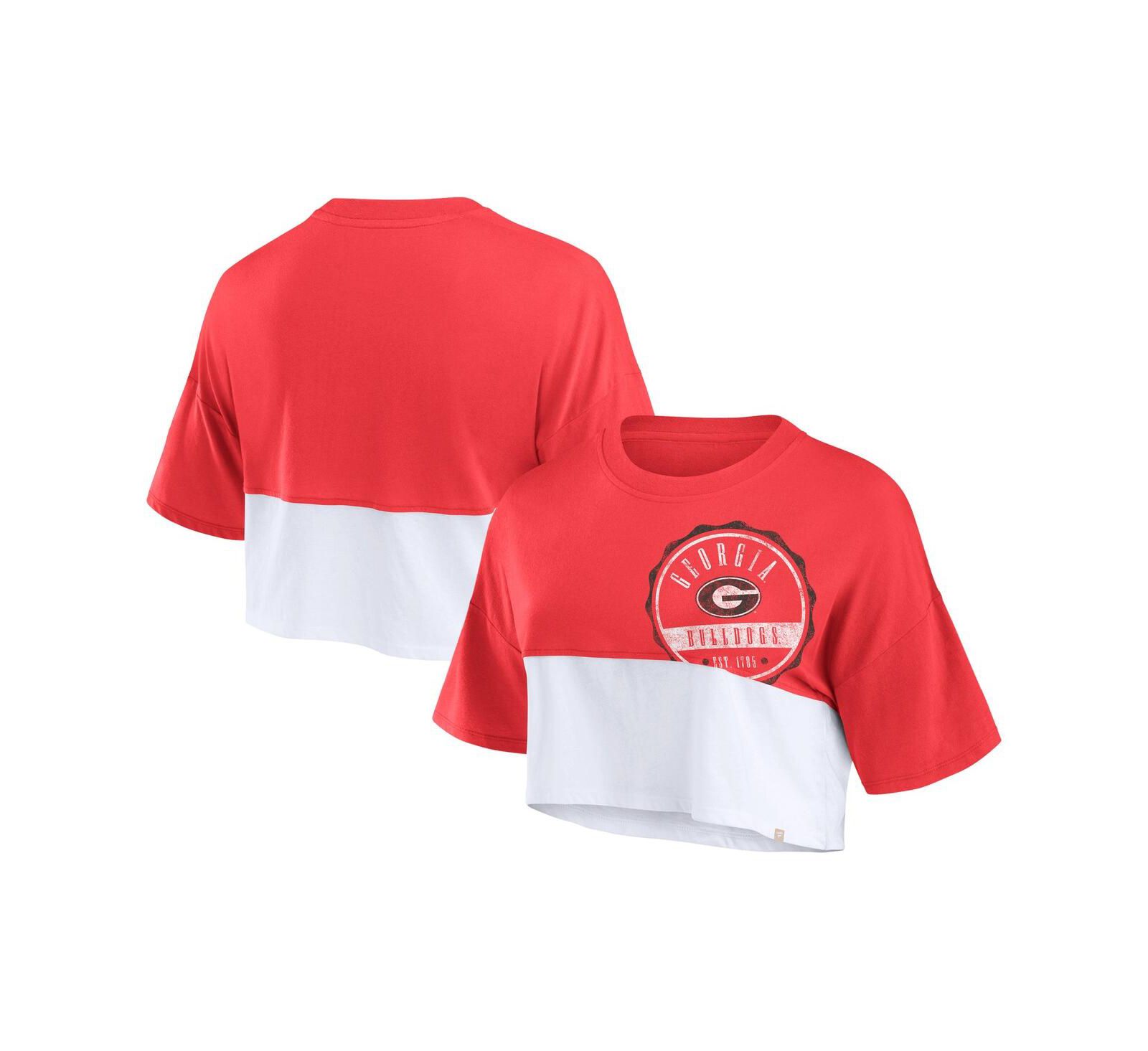 Fanatics женская укороченная футболка Georgia Bulldogs с цветовым блоком, красная/белая