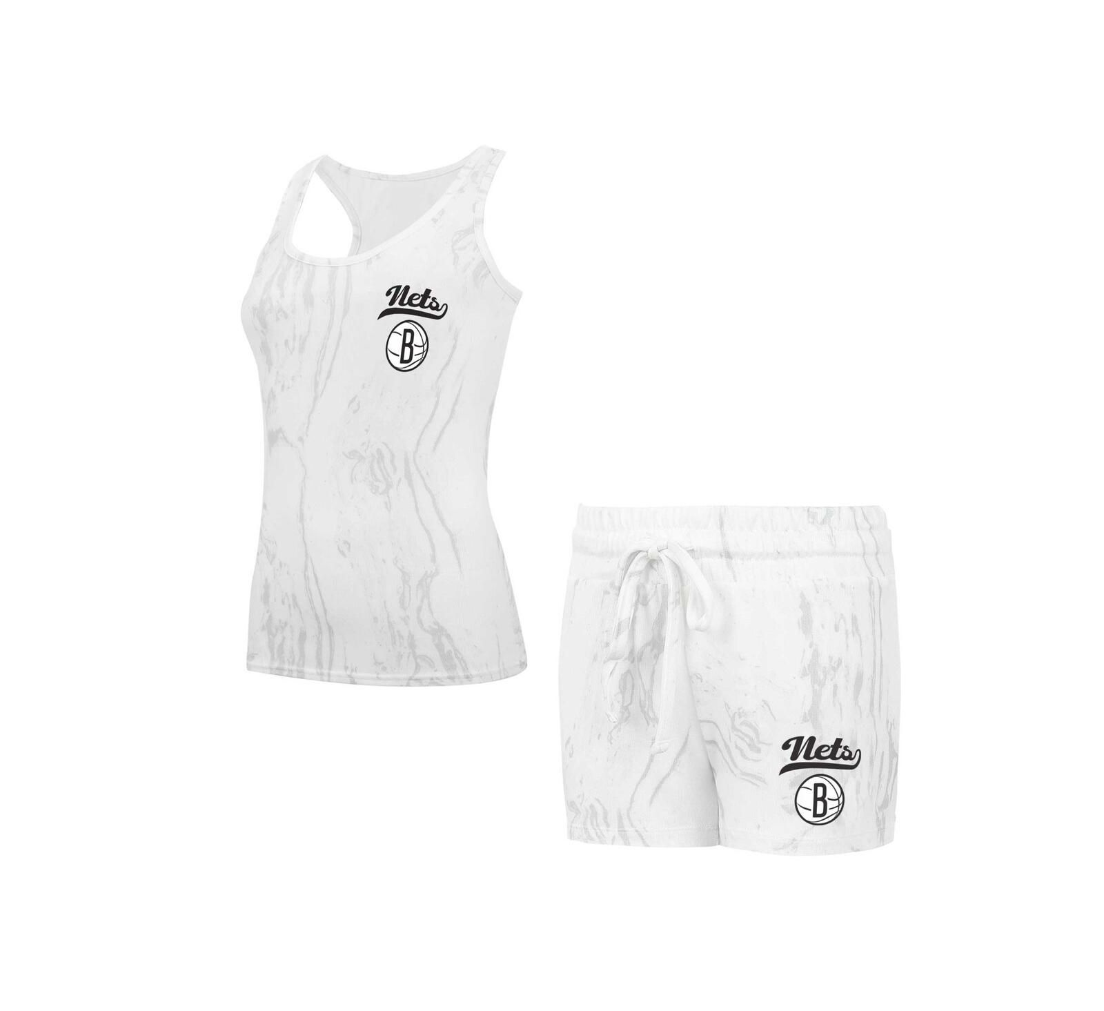 Concepts Sport Women's White Brooklyn Nets Quartz Tank Top and Shorts Set