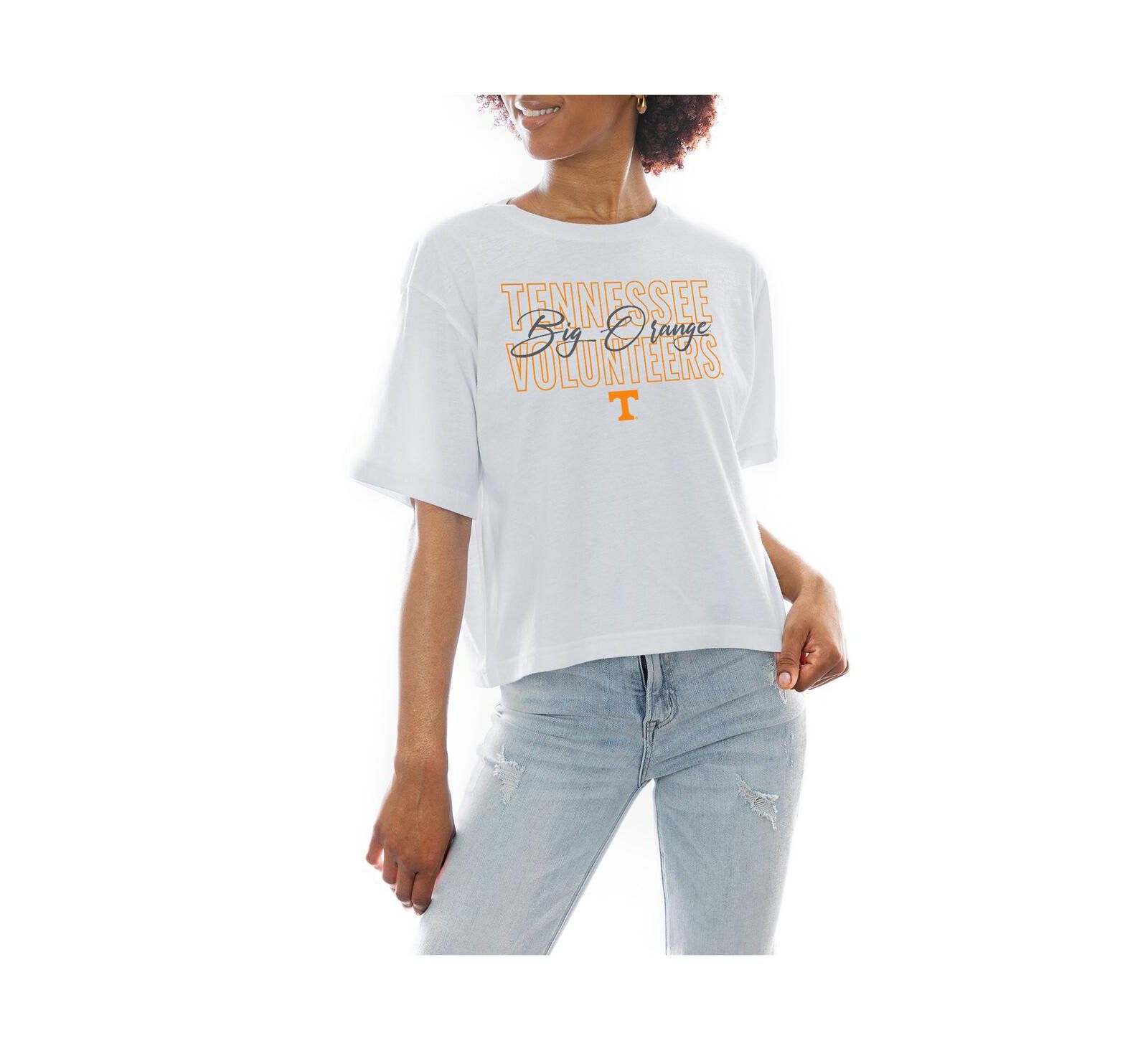 Gameday Couture Women's White Tennessee Volunteers Slogan Boxy Fit Cropped T-Shirt