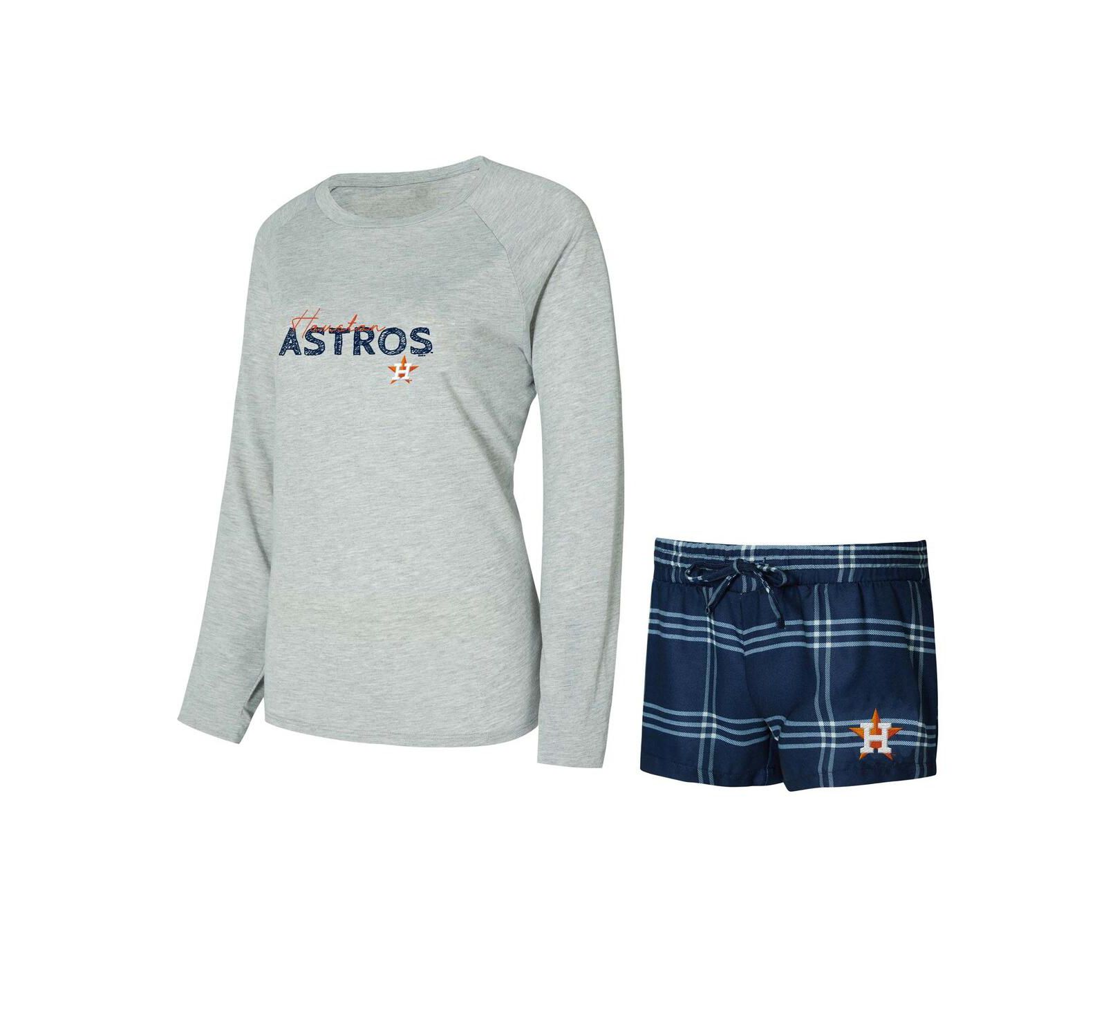 Concepts Sport Women's Houston Astros Petition Long Sleeve Top and Short Set