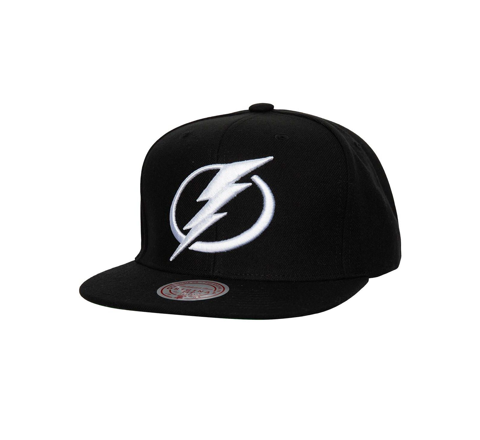 Mitchell & Ness Men's Black Tampa Bay Lightning Core Top Spot Snapback Hat