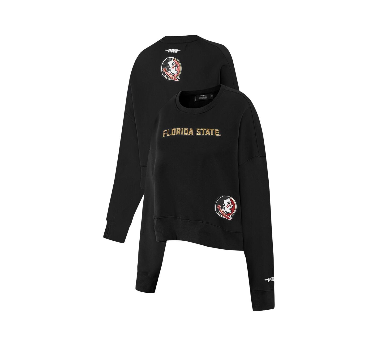 Женская черная с пайетками укороченная худи Pro Standard Florida State Seminoles Sequin Boxy Cropped Pullover Sweatshirt