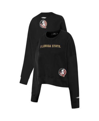 Женская черная с пайетками укороченная худи Pro Standard Florida State Seminoles Sequin Boxy Cropped Pullover Sweatshirt