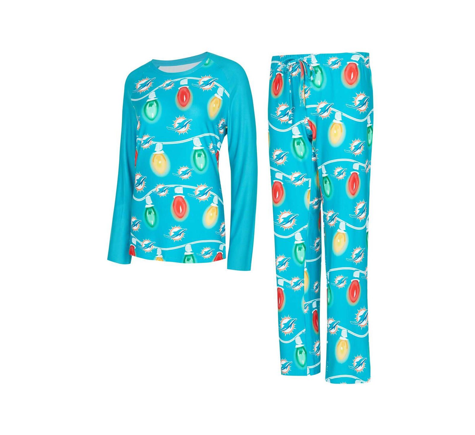 Женский комплект Concepts Sport Aqua Miami Dolphins Garland Knit Raglan Long Sleeve Top и Pants